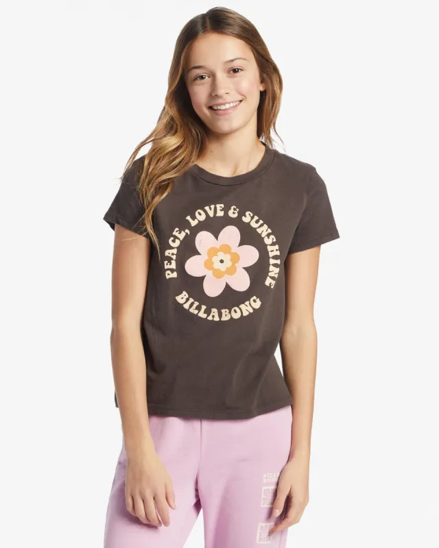 Girls Peace Flower T-Shirt - Off Black sold by Billabong