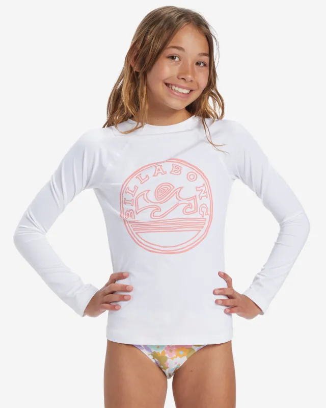 Girls Core Surfdaze Long Sleeve Rashguard Surf Tee - White sold by Billabong