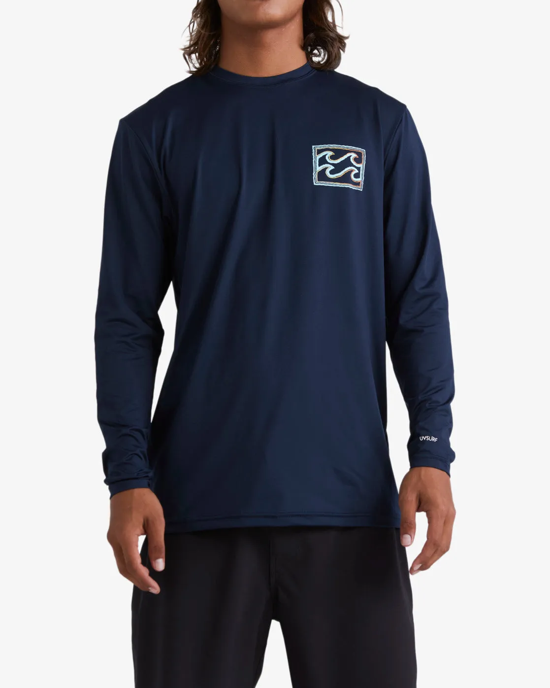 Crayon Wave Loose Fit Long Sleeve Surf Tee - Navy sold by Billabong