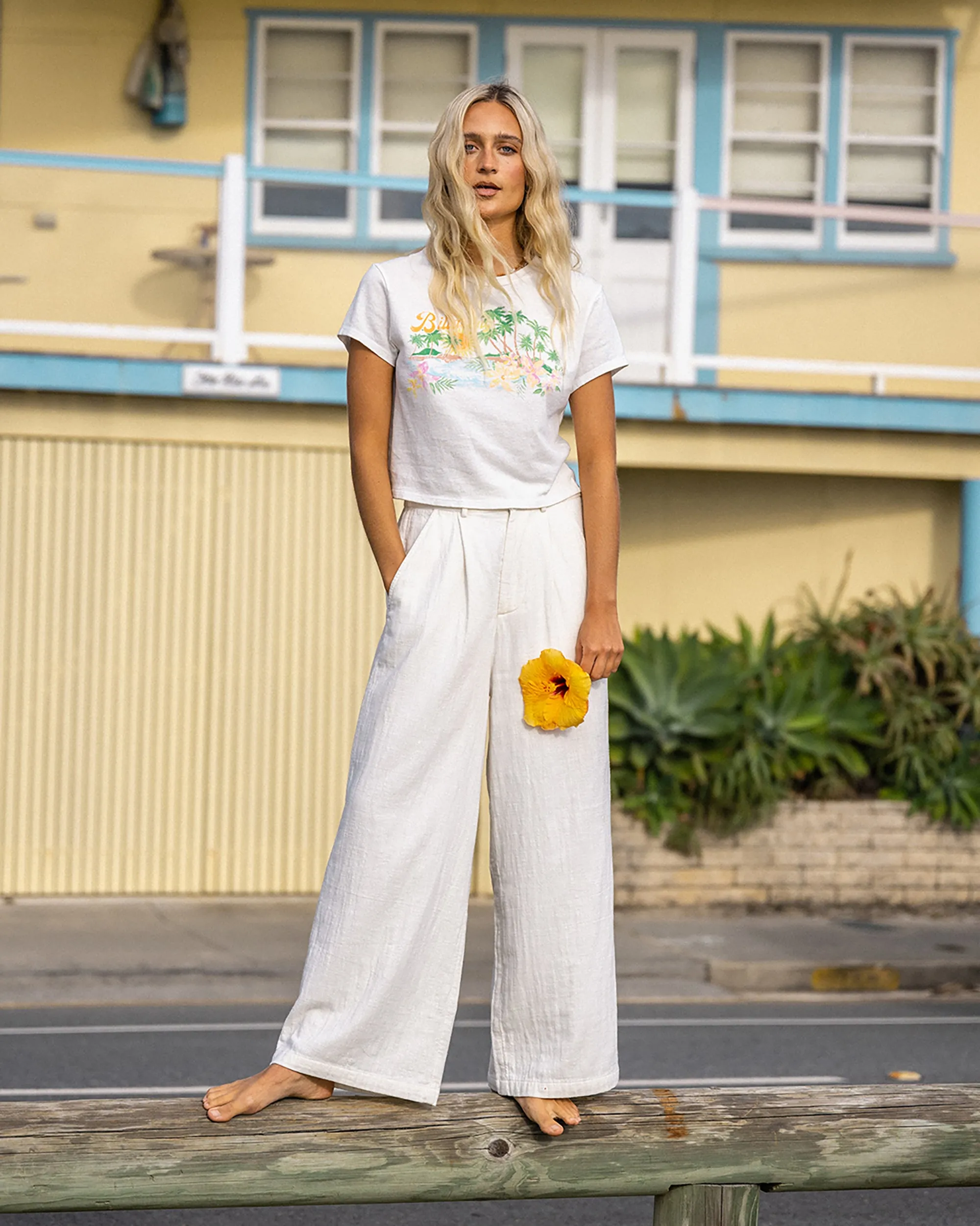 Tailor Made Wide Leg Pants - Salt Crystal sold by Billabong