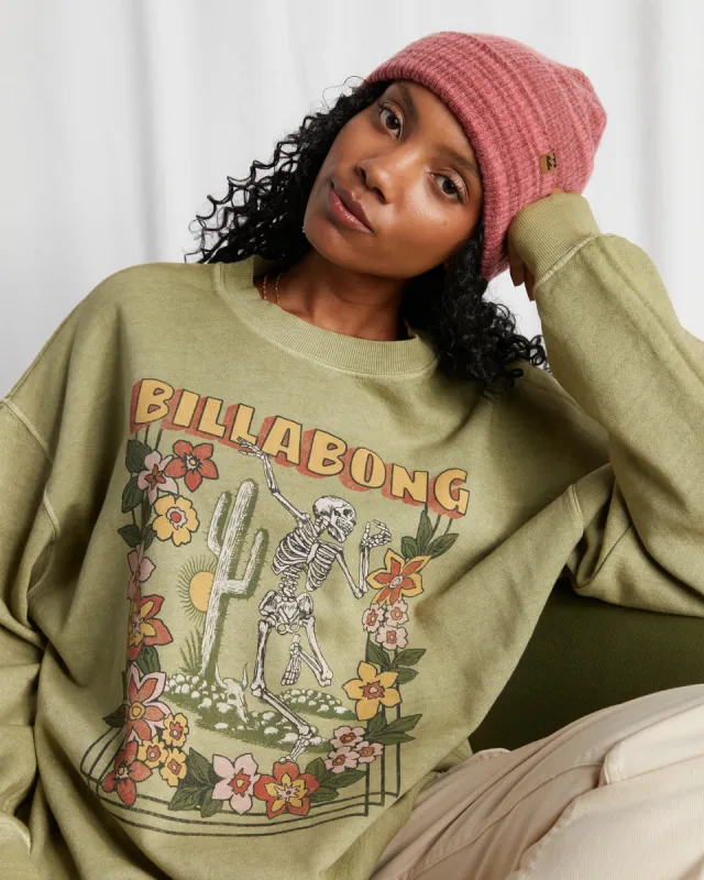 Ride In Oversized Crewneck Sweatshirt - Avocado sold by Billabong