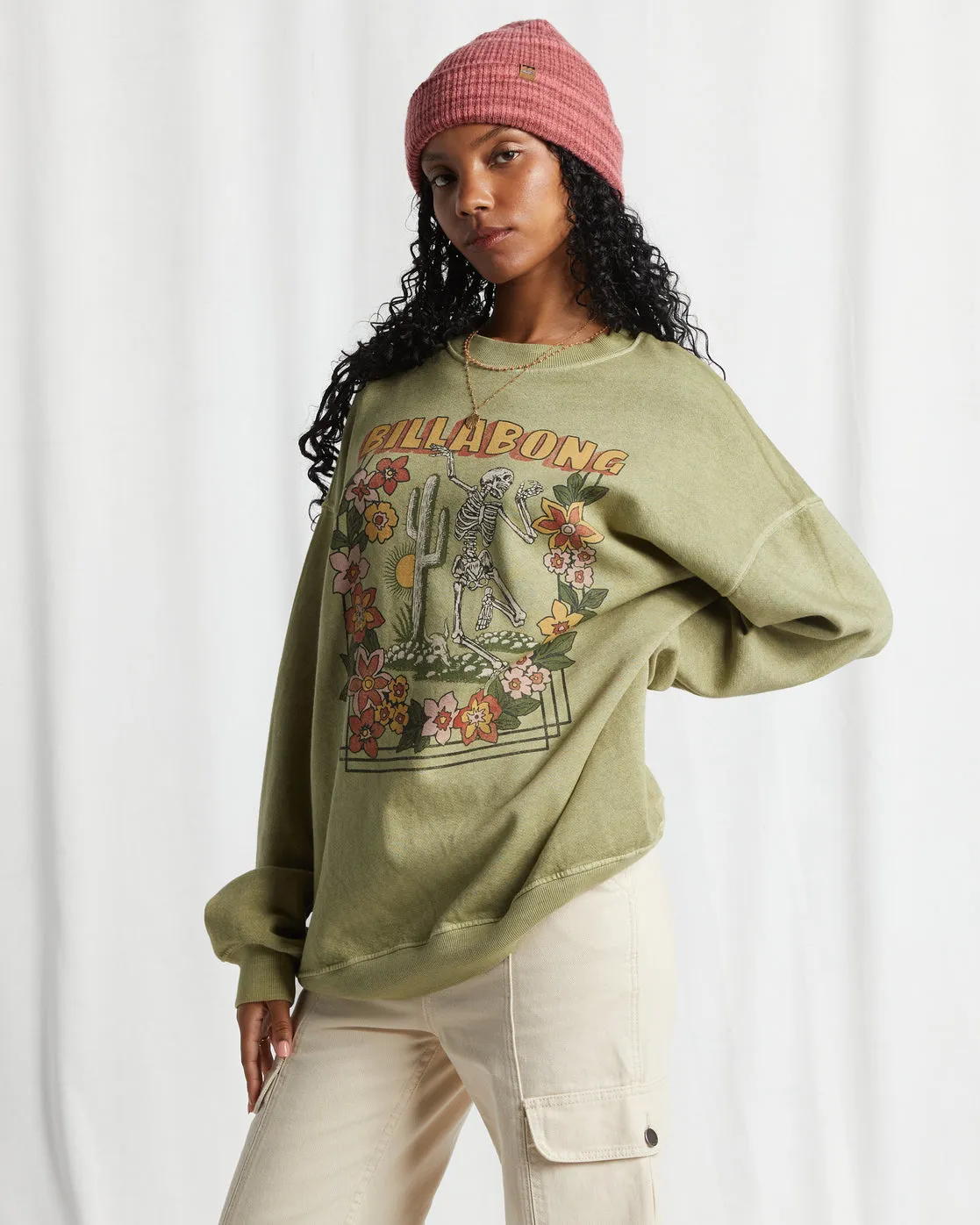 Ride In Oversized Crewneck Sweatshirt - Avocado sold by Billabong product image thumbnail 2