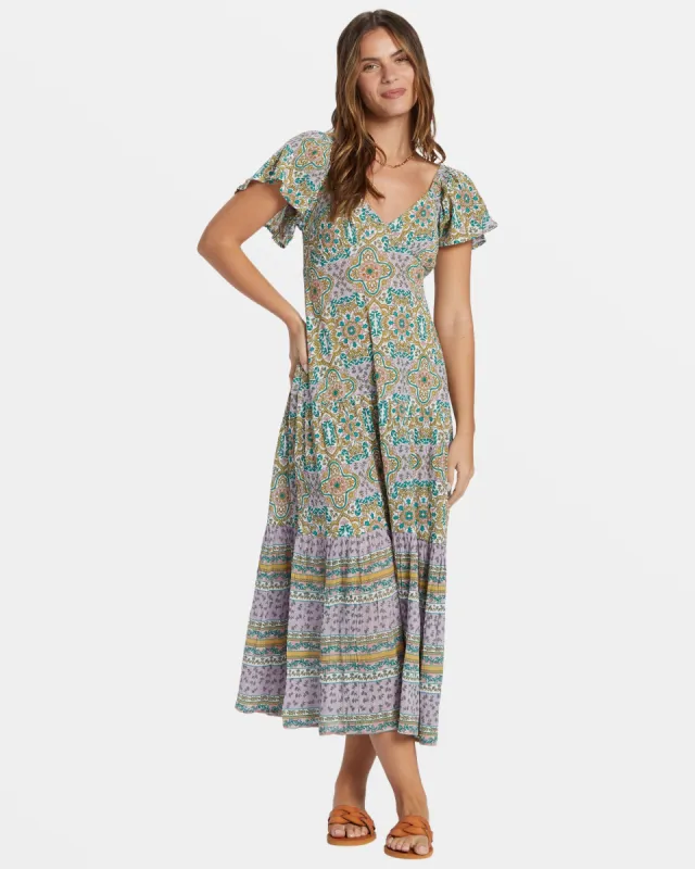 Summerside Tiered Midi Dress - Salt Crystal made by Billabong