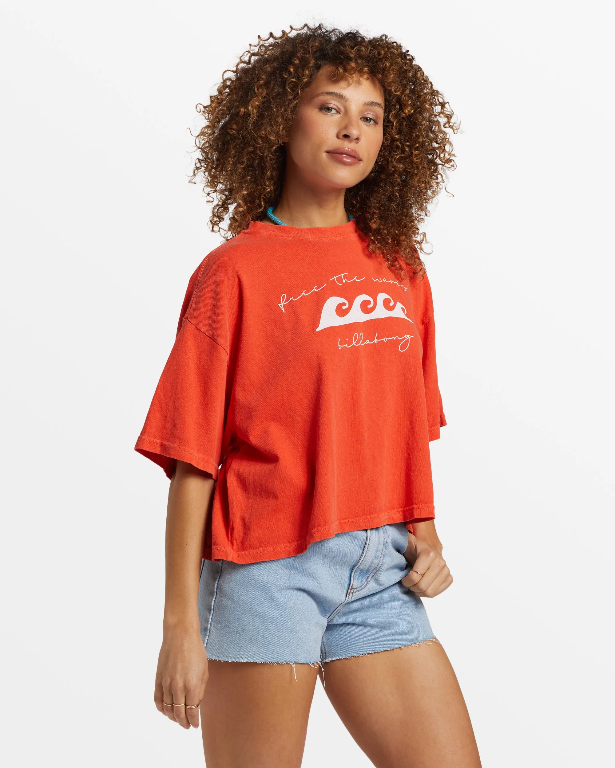 Hot Fun Cropped Oversized T-Shirt - Sunset Red sold by Billabong product image thumbnail 3