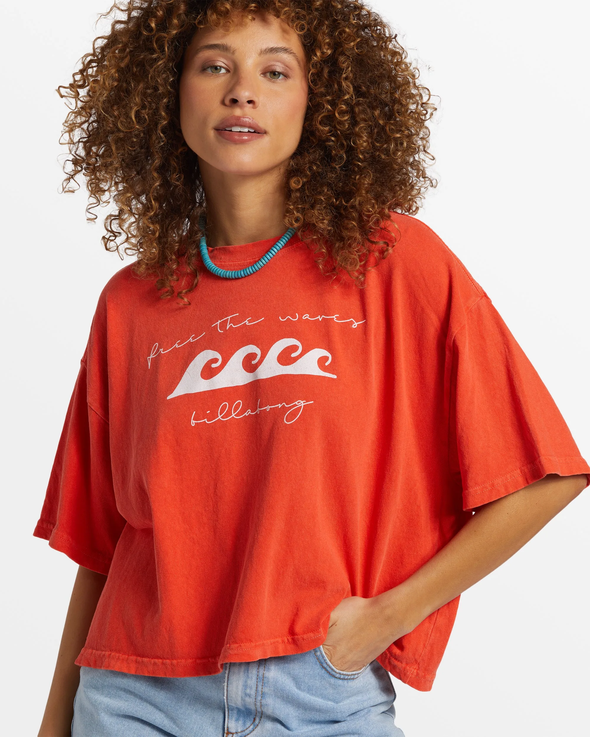Hot Fun Cropped Oversized T-Shirt - Sunset Red sold by Billabong product image thumbnail 4