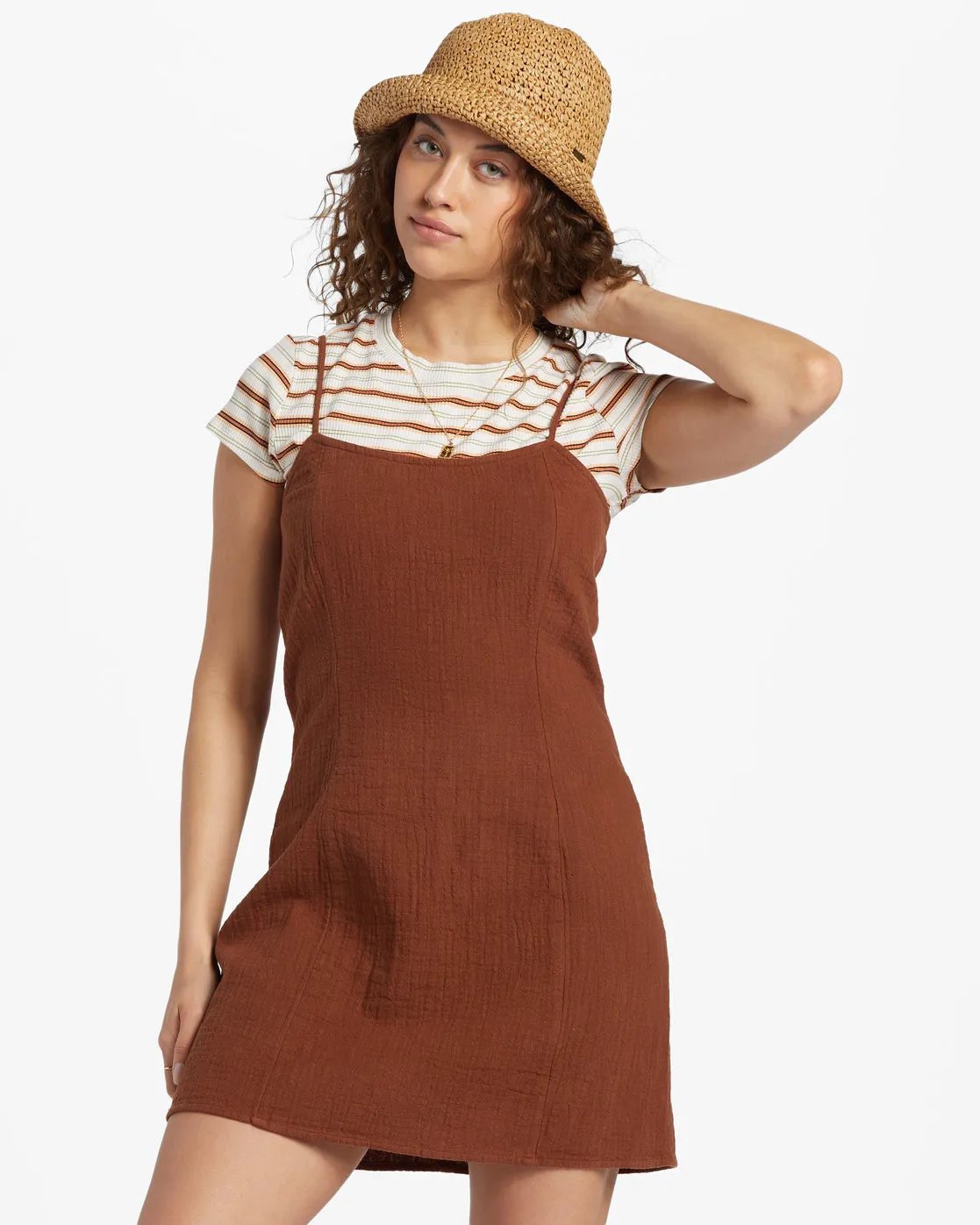 Stay Awhile Mini Dress - Toasted Coconut sold by Billabong