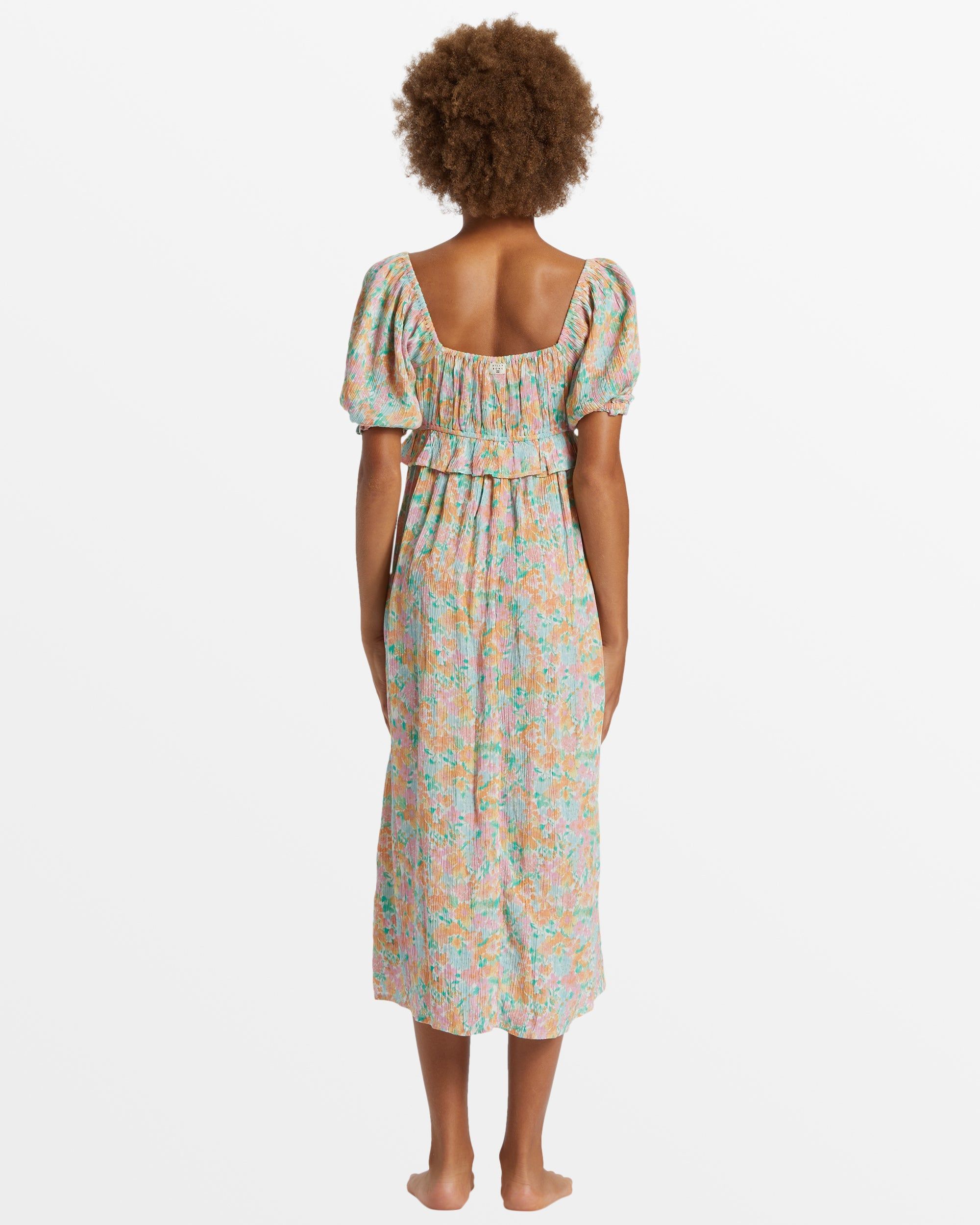 Girl's Lil Cutie Puff Sleeves Midi Dress - Peach Punch sold by Billabong product image thumbnail 2