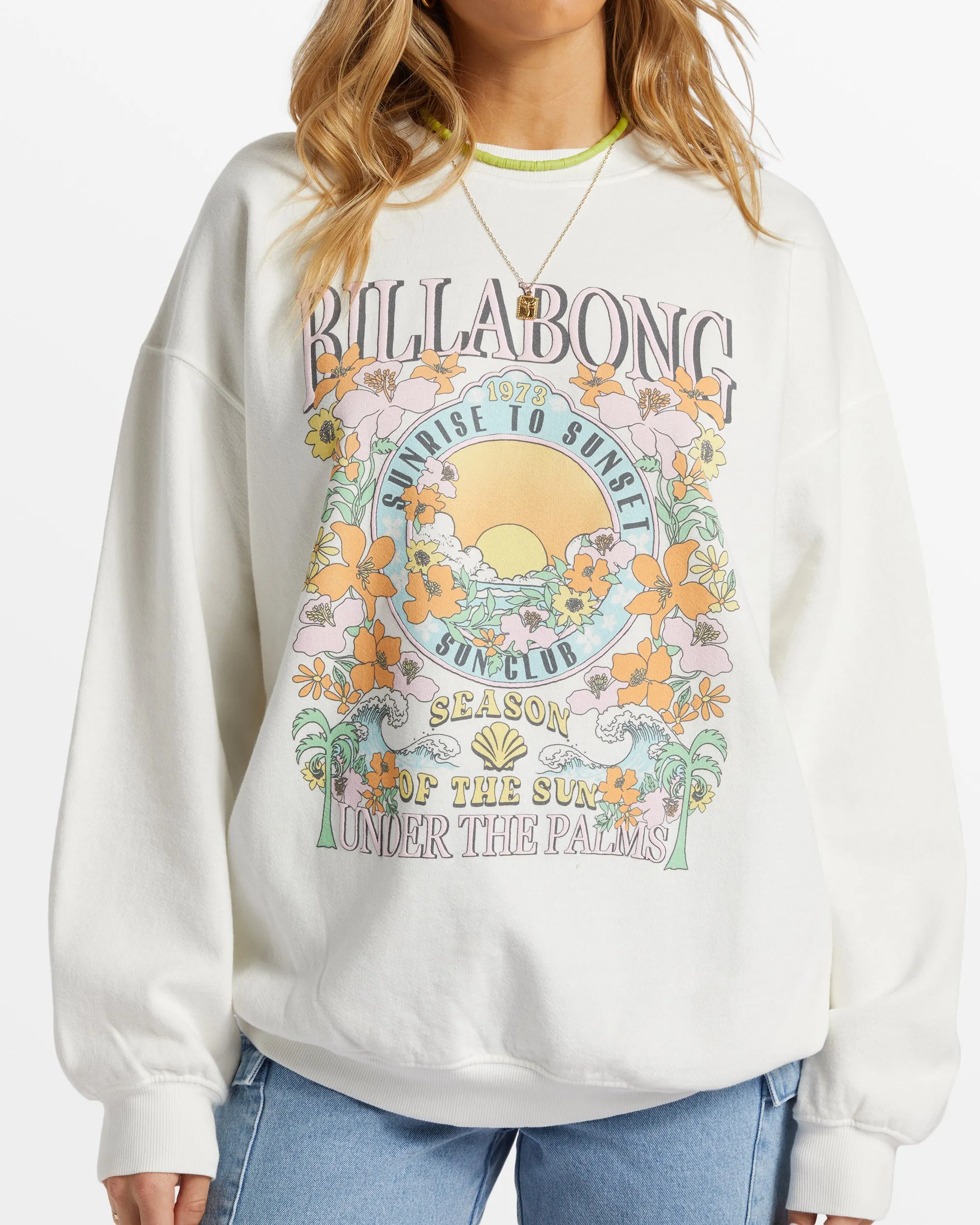 Ride In Oversized Crewneck Sweatshirt - White sold by Billabong product image thumbnail 4
