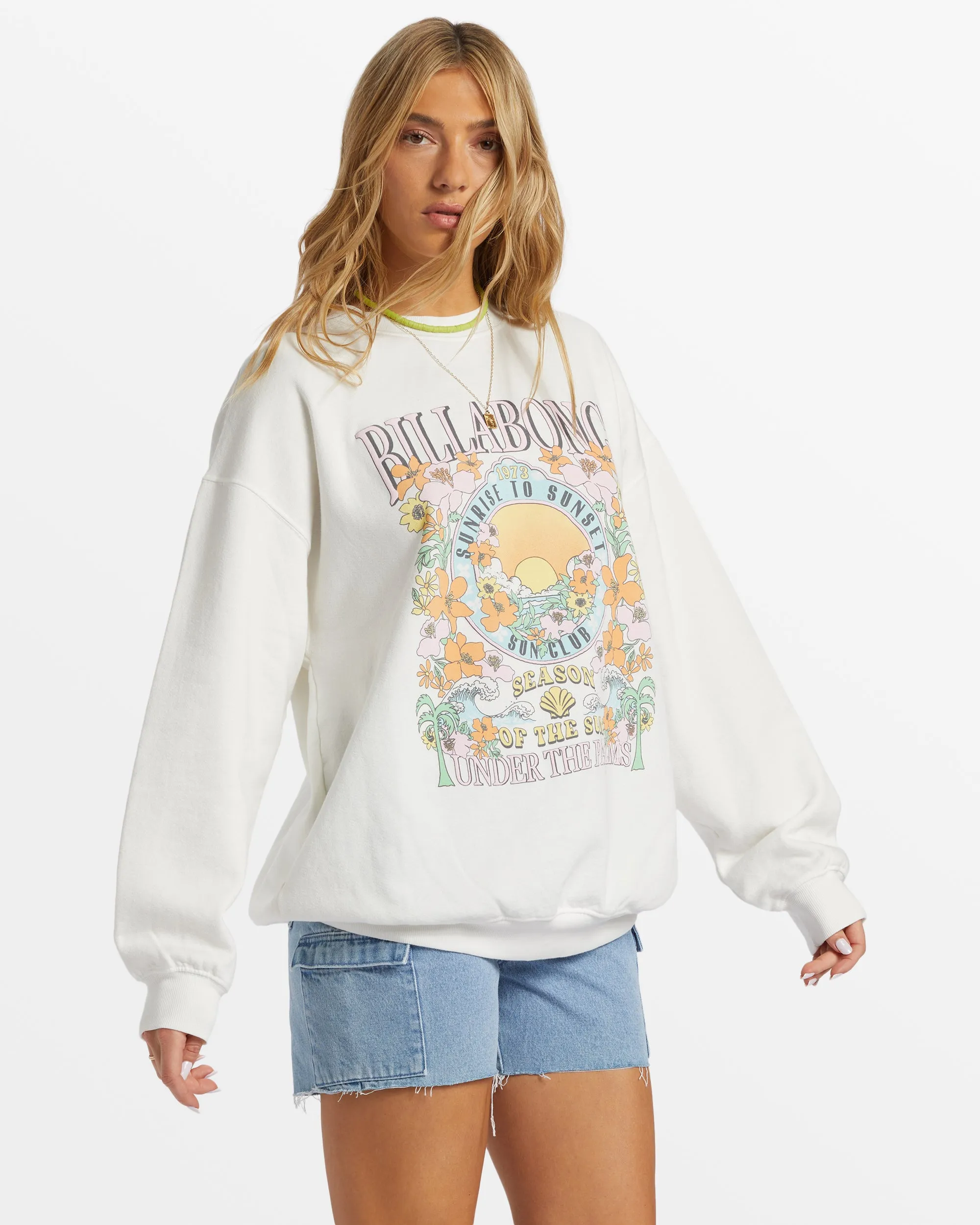 Ride In Oversized Crewneck Sweatshirt - White sold by Billabong product image thumbnail 3