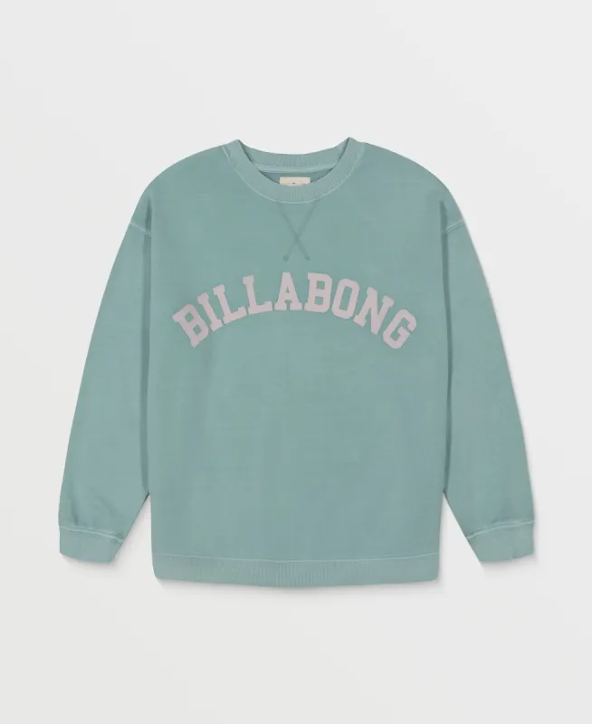Girls Arched Logo Crewneck Sweatshirt - Dusk Blue sold by Billabong
