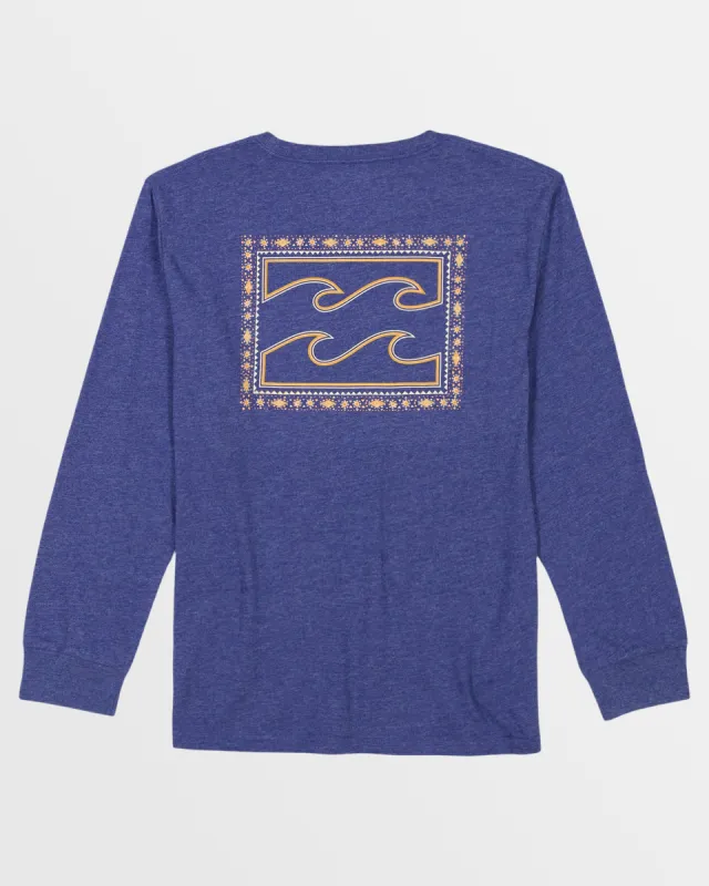 Boys Crayon Wave Square Long Sleeve T-Shirt - Deep Royal Heather sold by Billabong