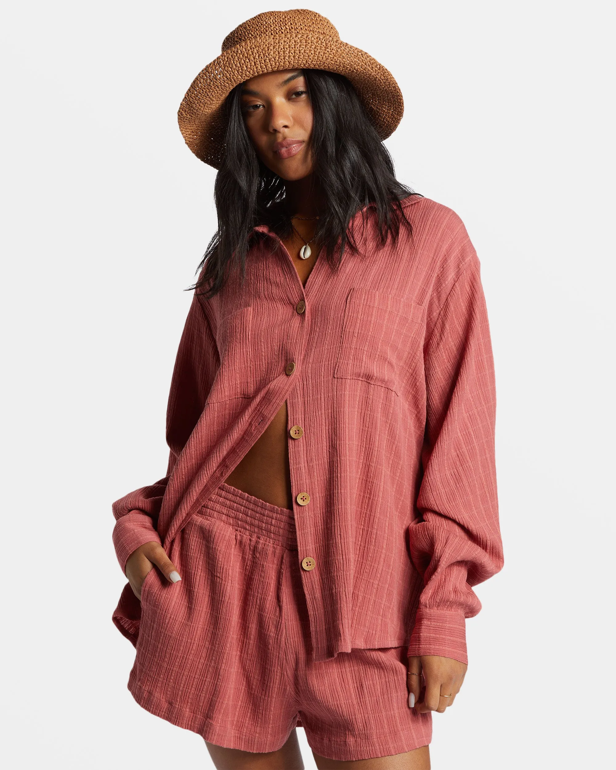Swell Long Sleeve Shirt - Red Clay sold by Billabong