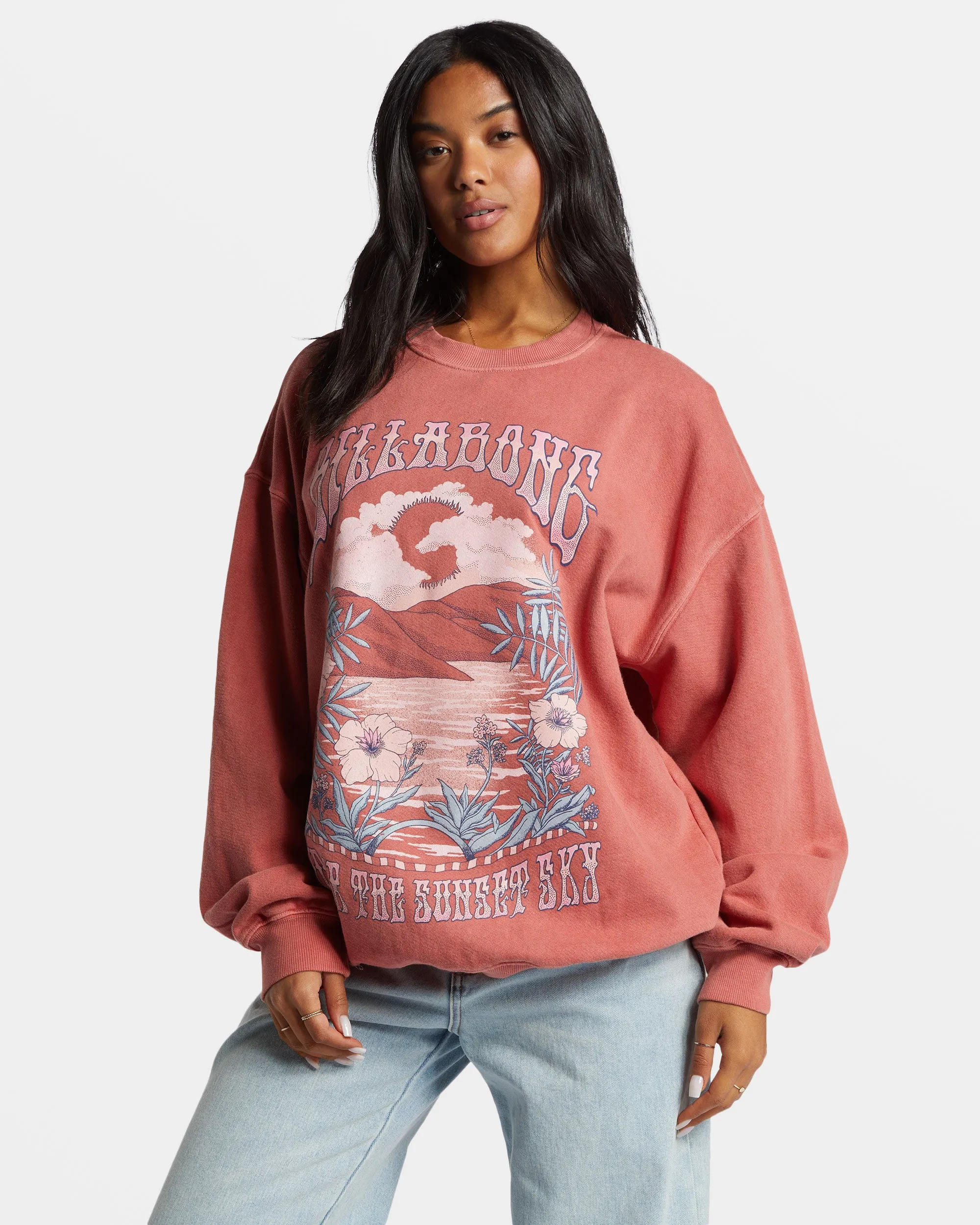 Ride In Oversized Crewneck Sweatshirt - Red Clay sold by Billabong product image thumbnail 2