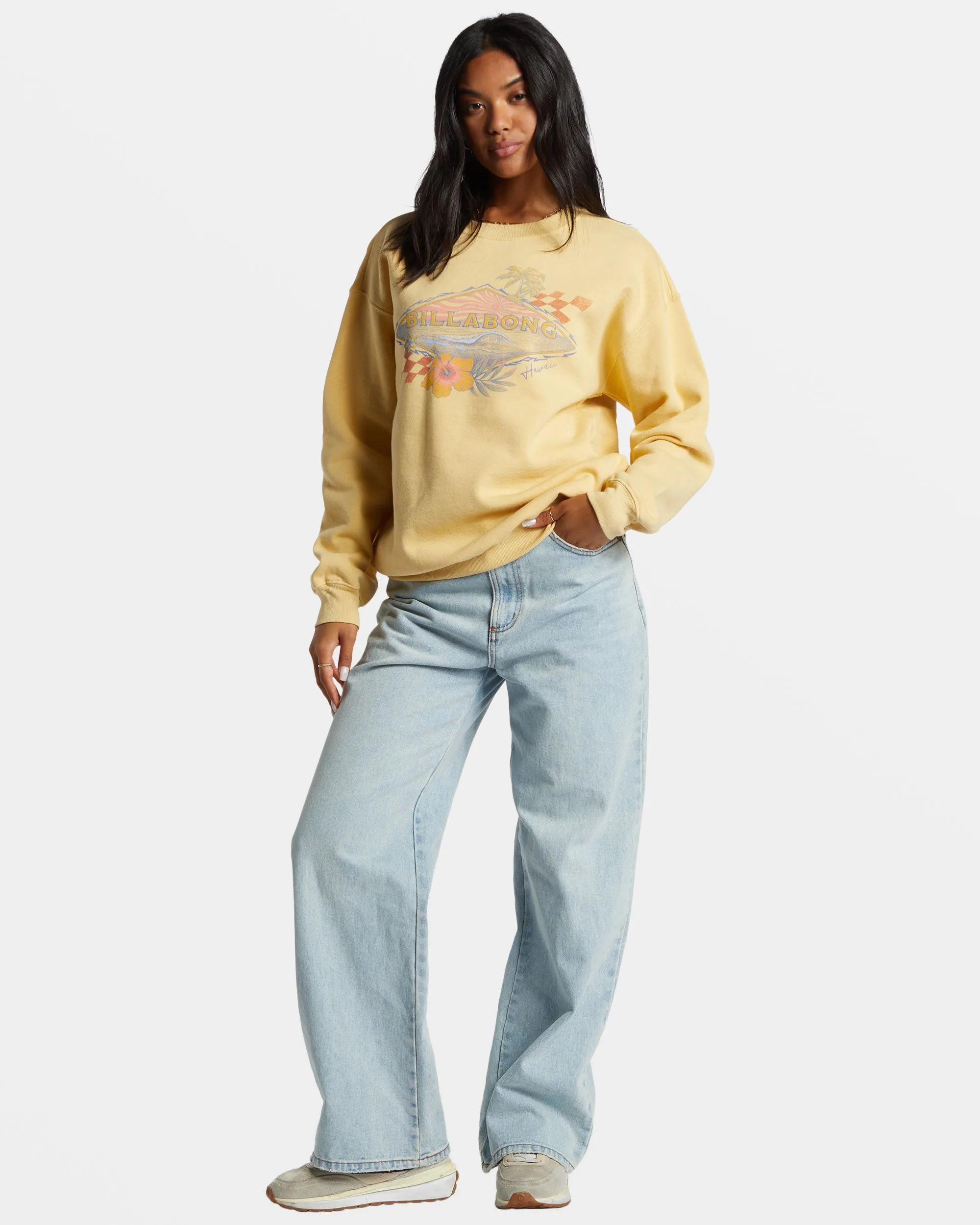 Surfing Together Crewneck Sweatshirt - Pale Yellow sold by Billabong product image thumbnail 4