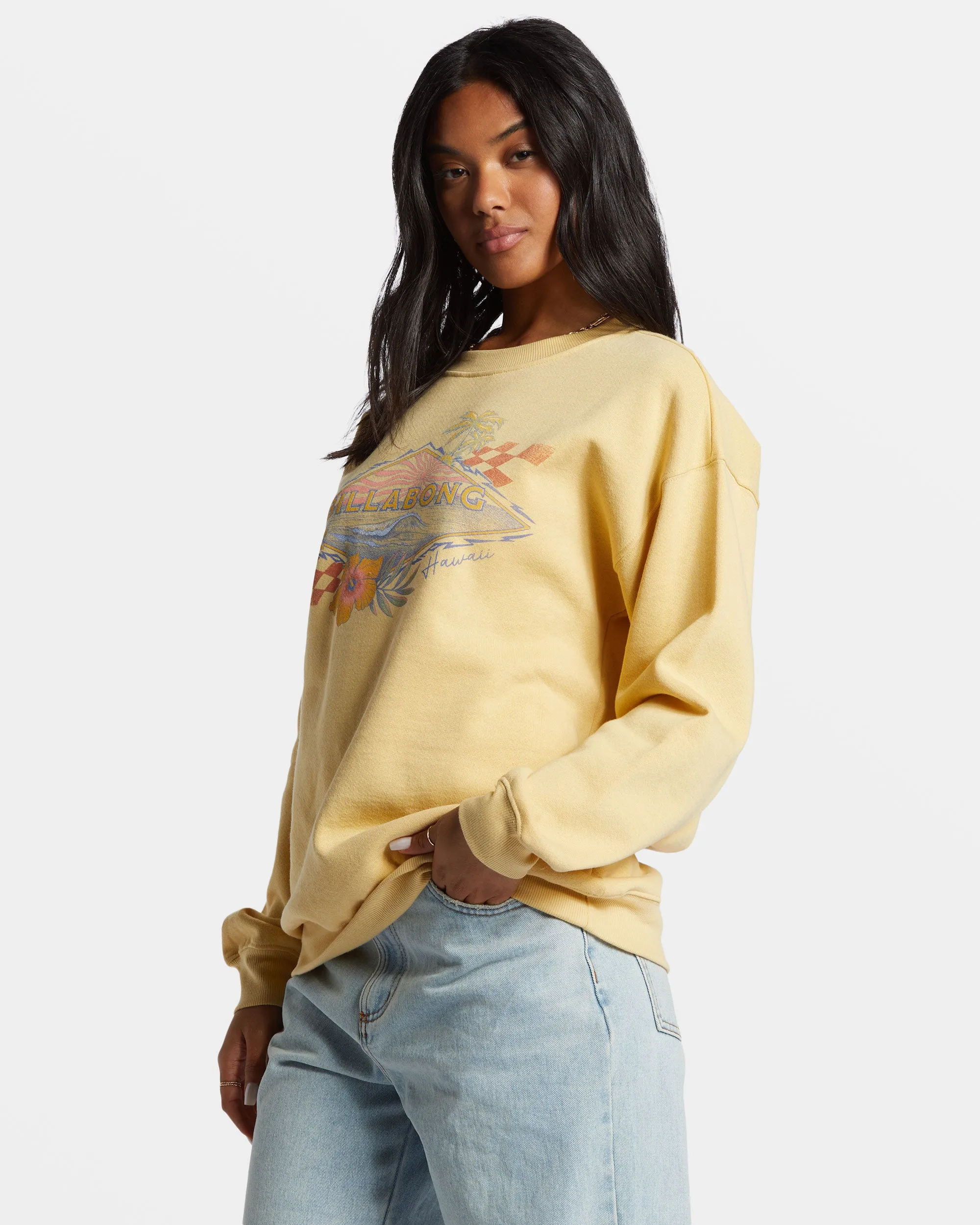 Surfing Together Crewneck Sweatshirt - Pale Yellow sold by Billabong product image thumbnail 3