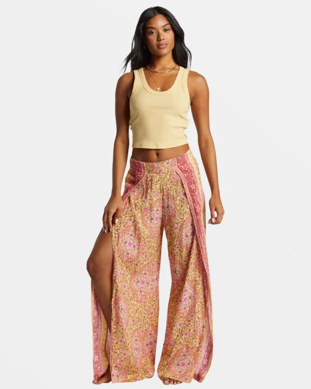 Split Spirit Floral Pants - Pale Yellow sold by Billabong