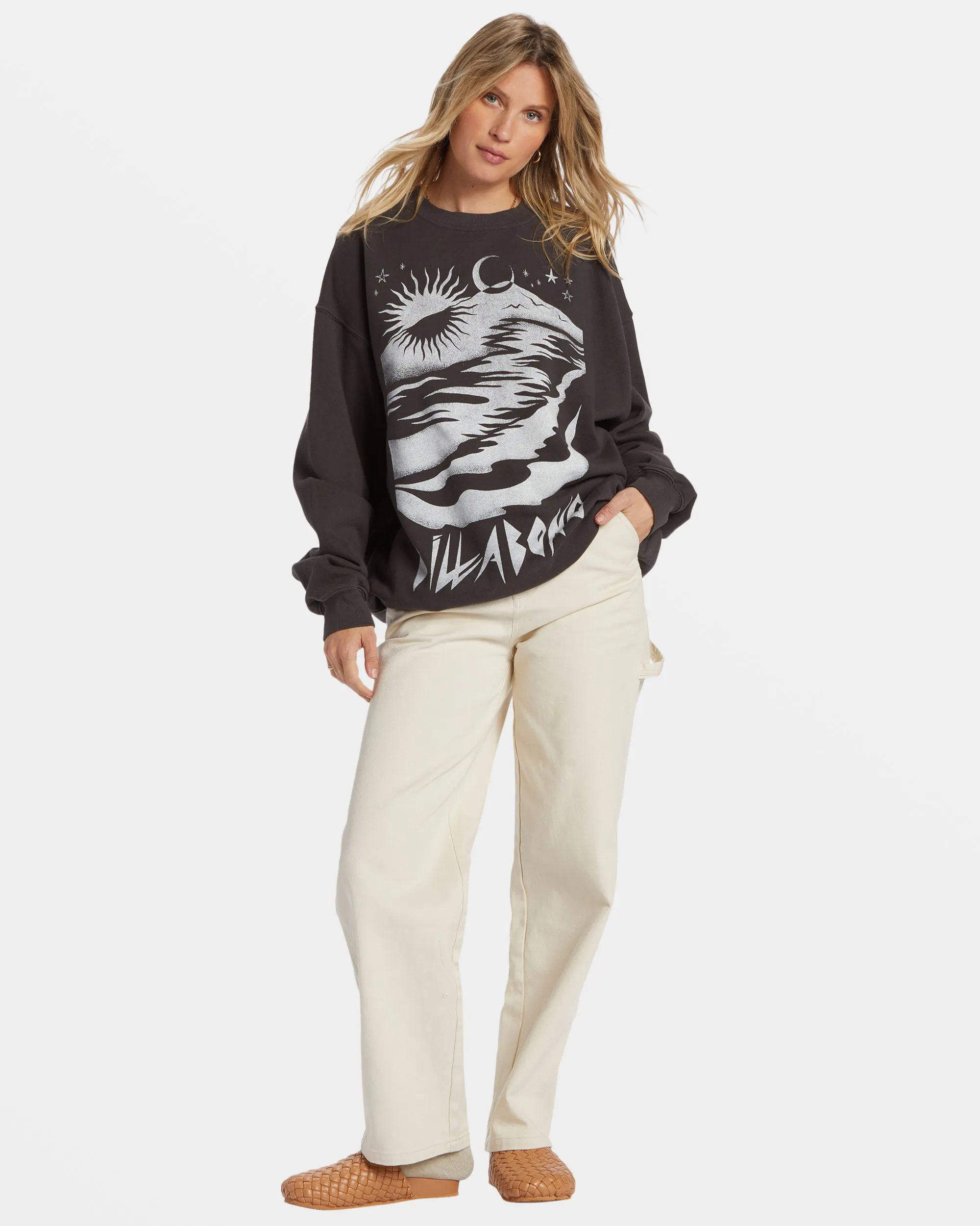 Ride In Oversized Crewneck Sweatshirt - Black Sands sold by Billabong product image thumbnail 5