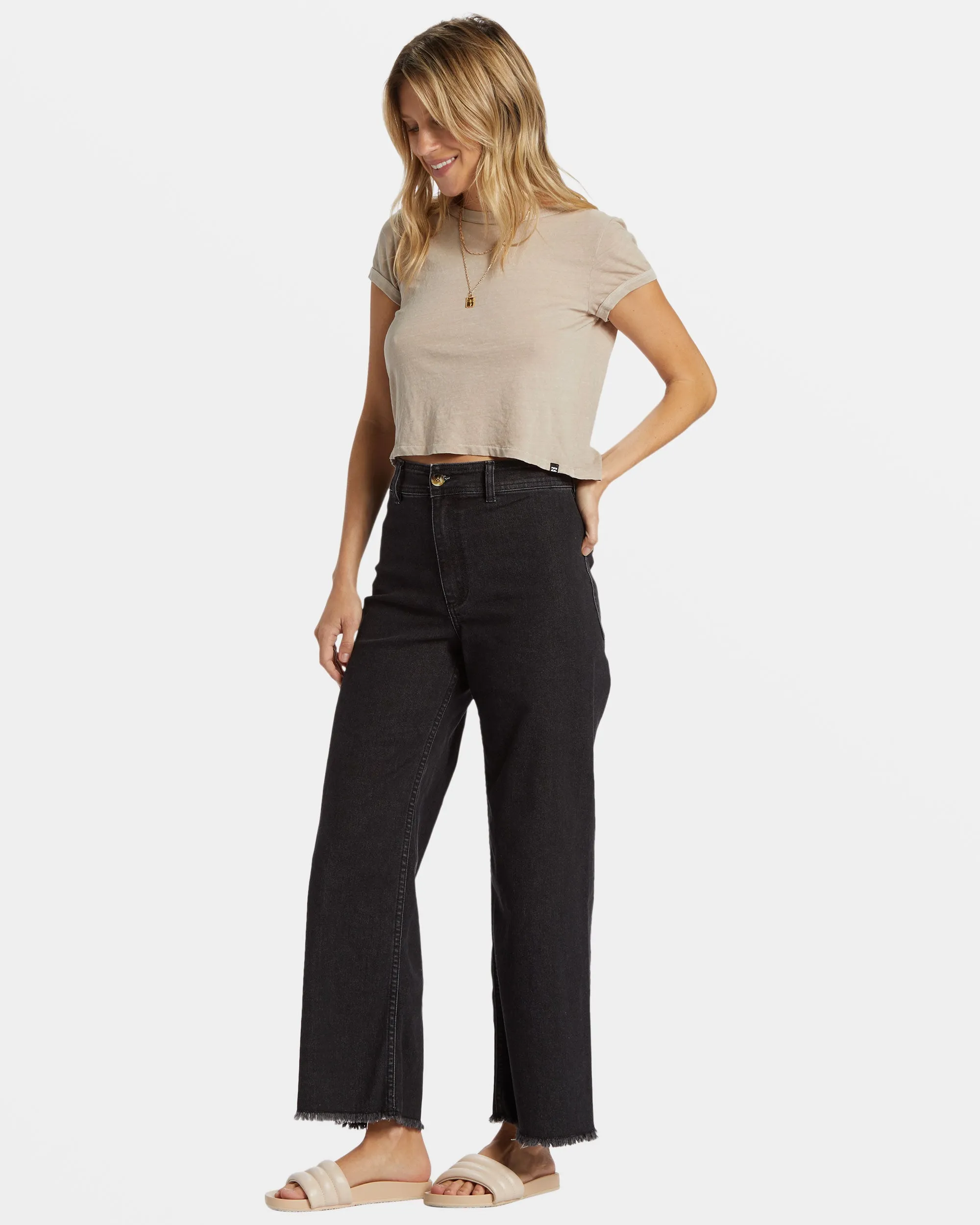 Free Fall Wide-Leg Pants - Black Rinse sold by Billabong product image thumbnail 4