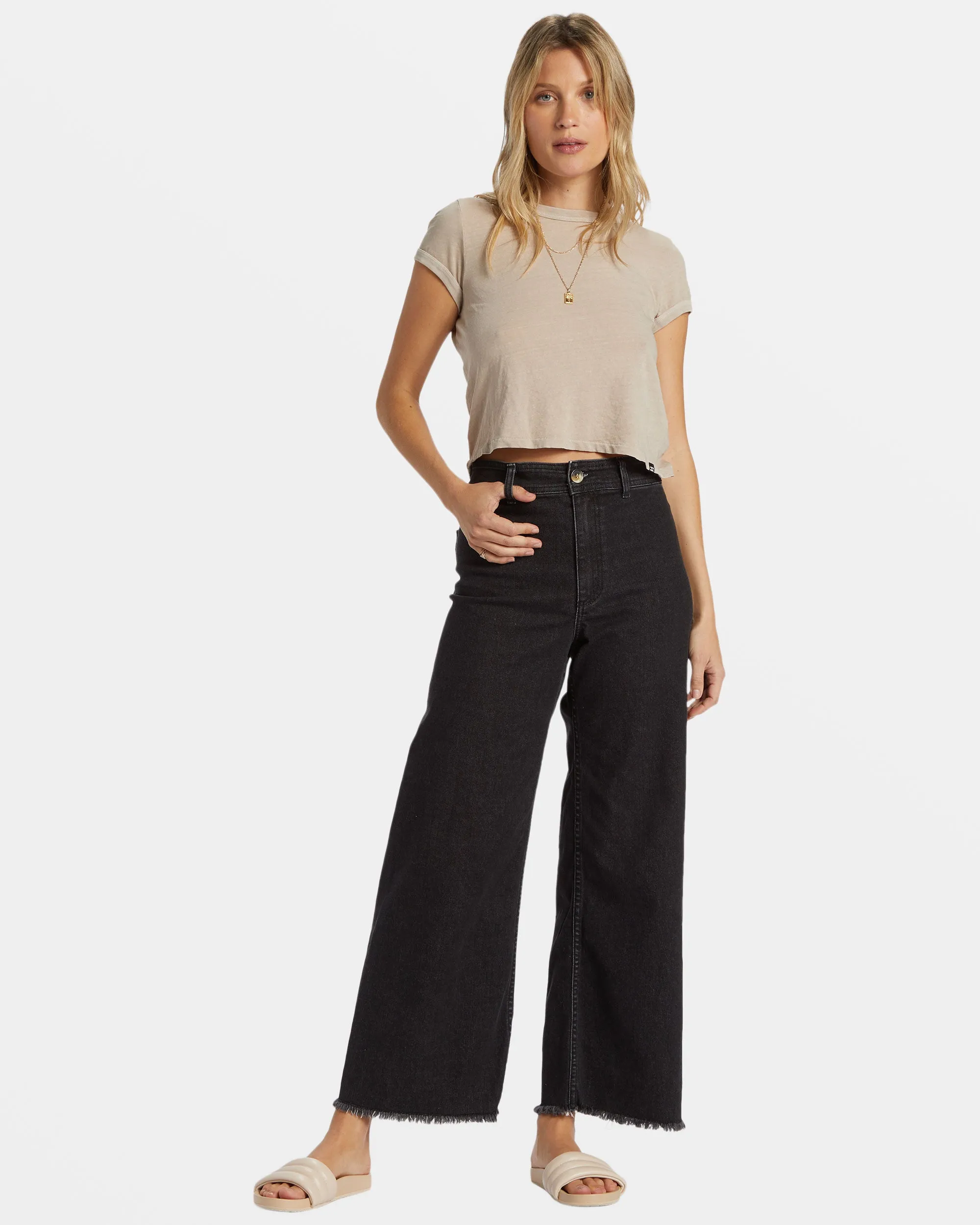 Free Fall Wide-Leg Pants - Black Rinse sold by Billabong product image thumbnail 2