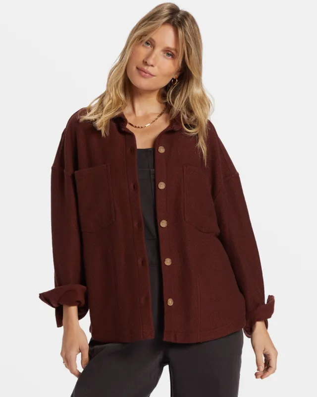 Everytime Oversized Shacket - Choc Chip sold by Billabong