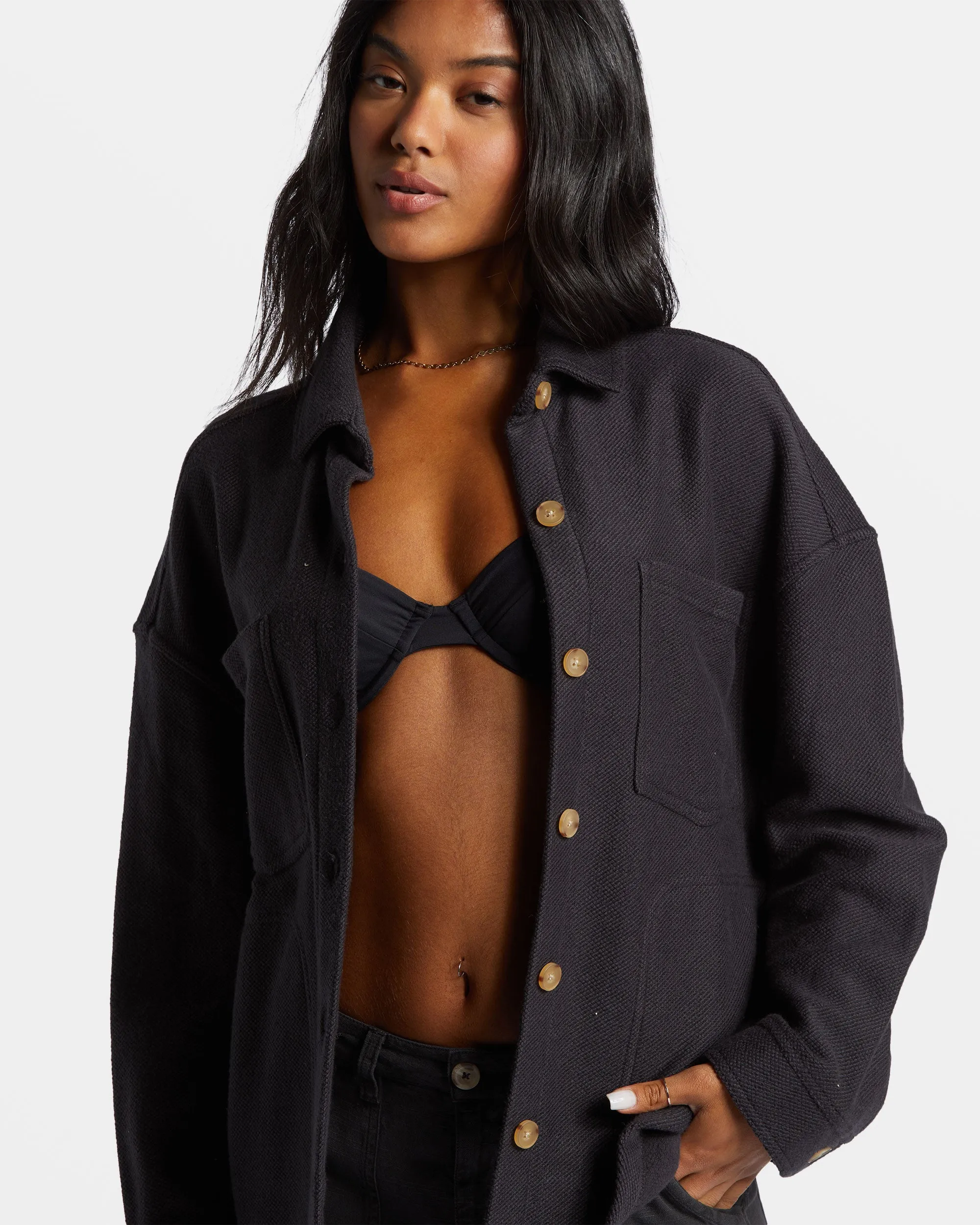 Everytime Oversized Shacket - Black Sands sold by Billabong product image thumbnail 5
