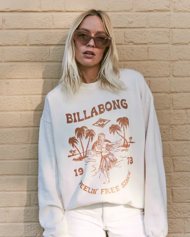 Ride In Oversized Crewneck Sweatshirt - White Cap sold by Billabong
