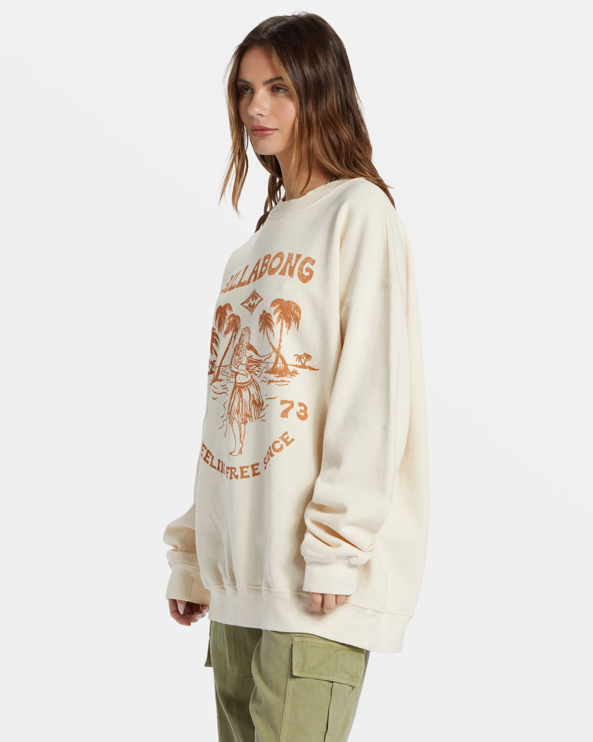 Ride In Oversized Crewneck Sweatshirt - White Cap sold by Billabong product image thumbnail 4