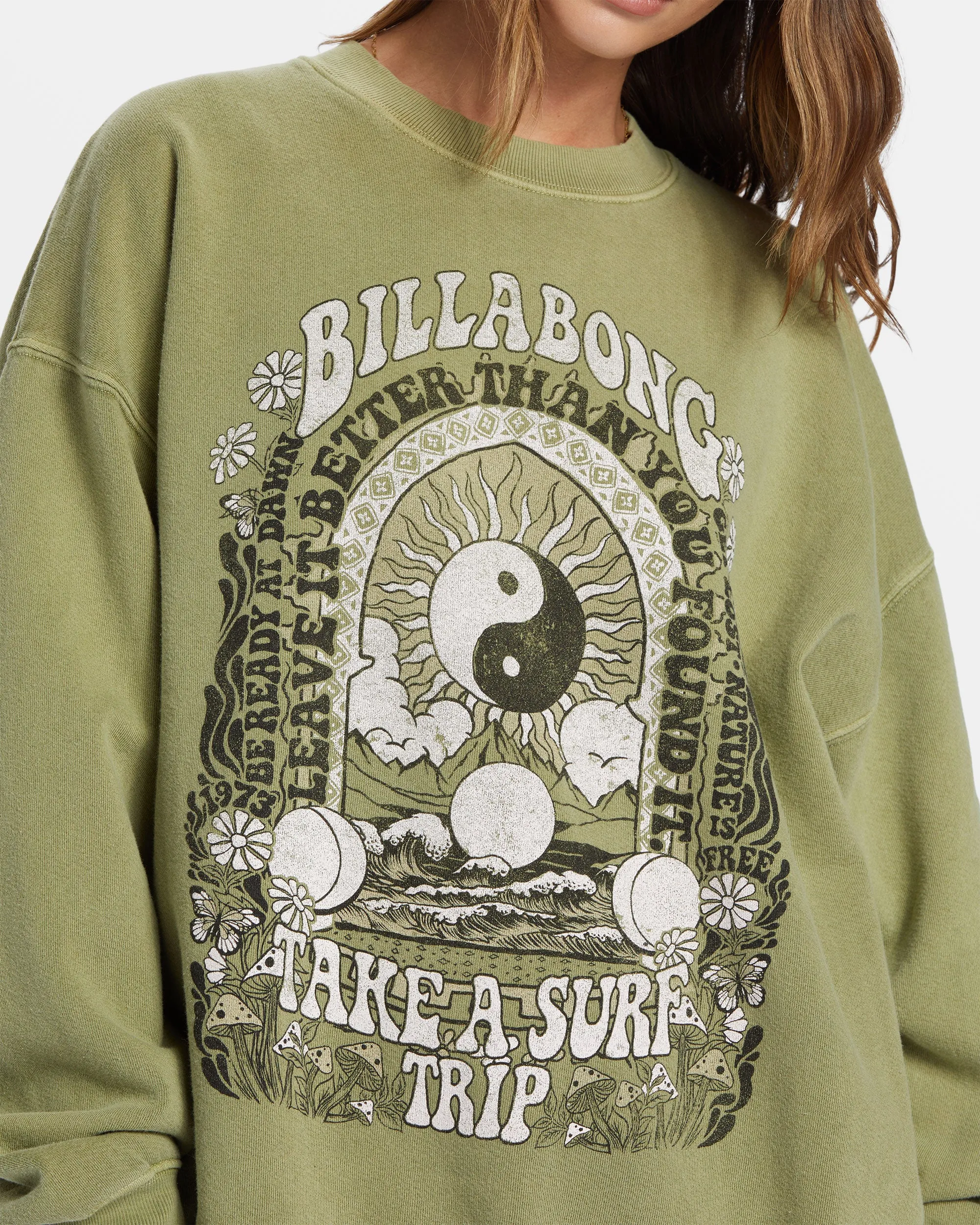 Ride In Oversized Crewneck Sweatshirt - Avocado sold by Billabong product image thumbnail 5