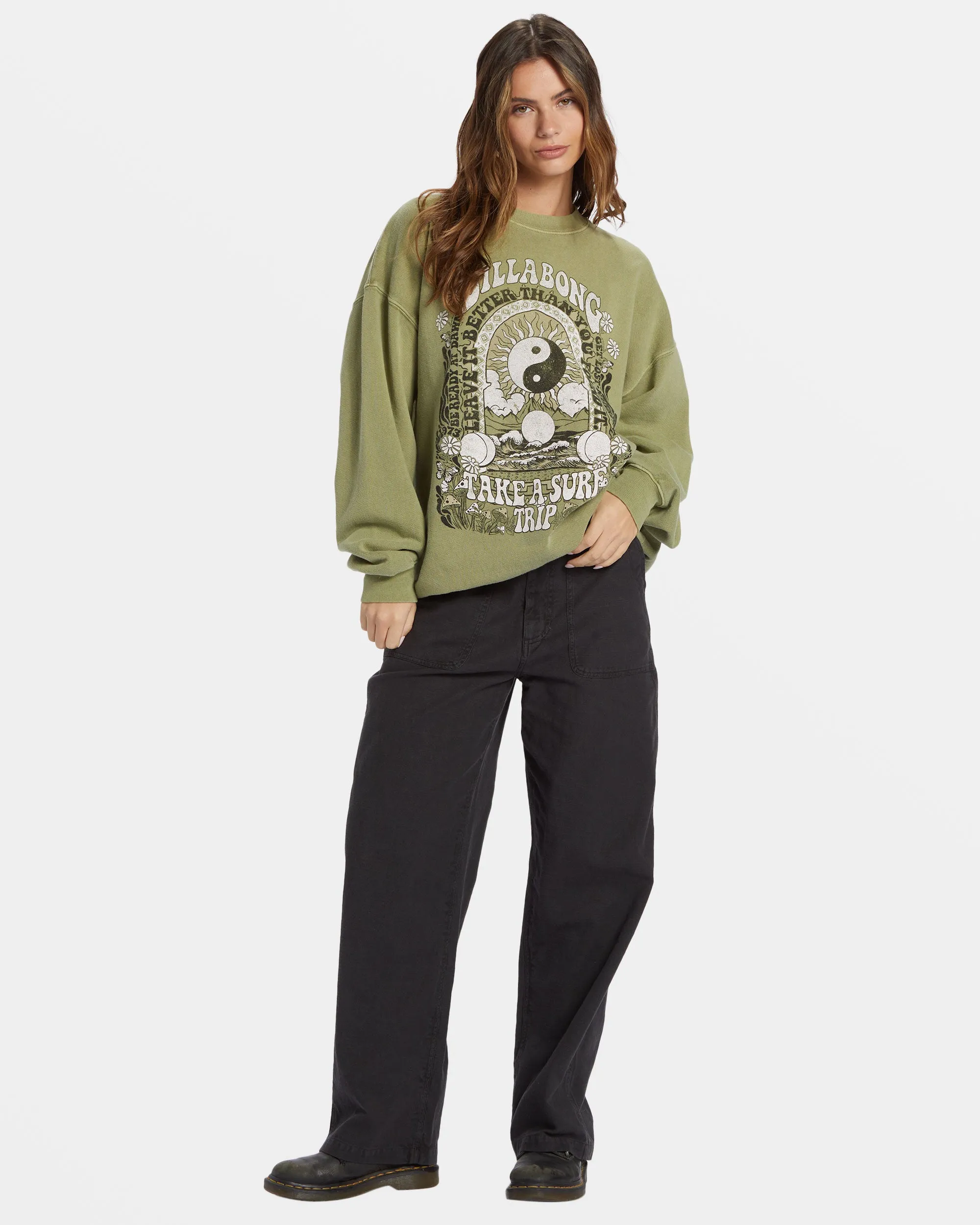 Ride In Oversized Crewneck Sweatshirt - Avocado sold by Billabong product image thumbnail 4