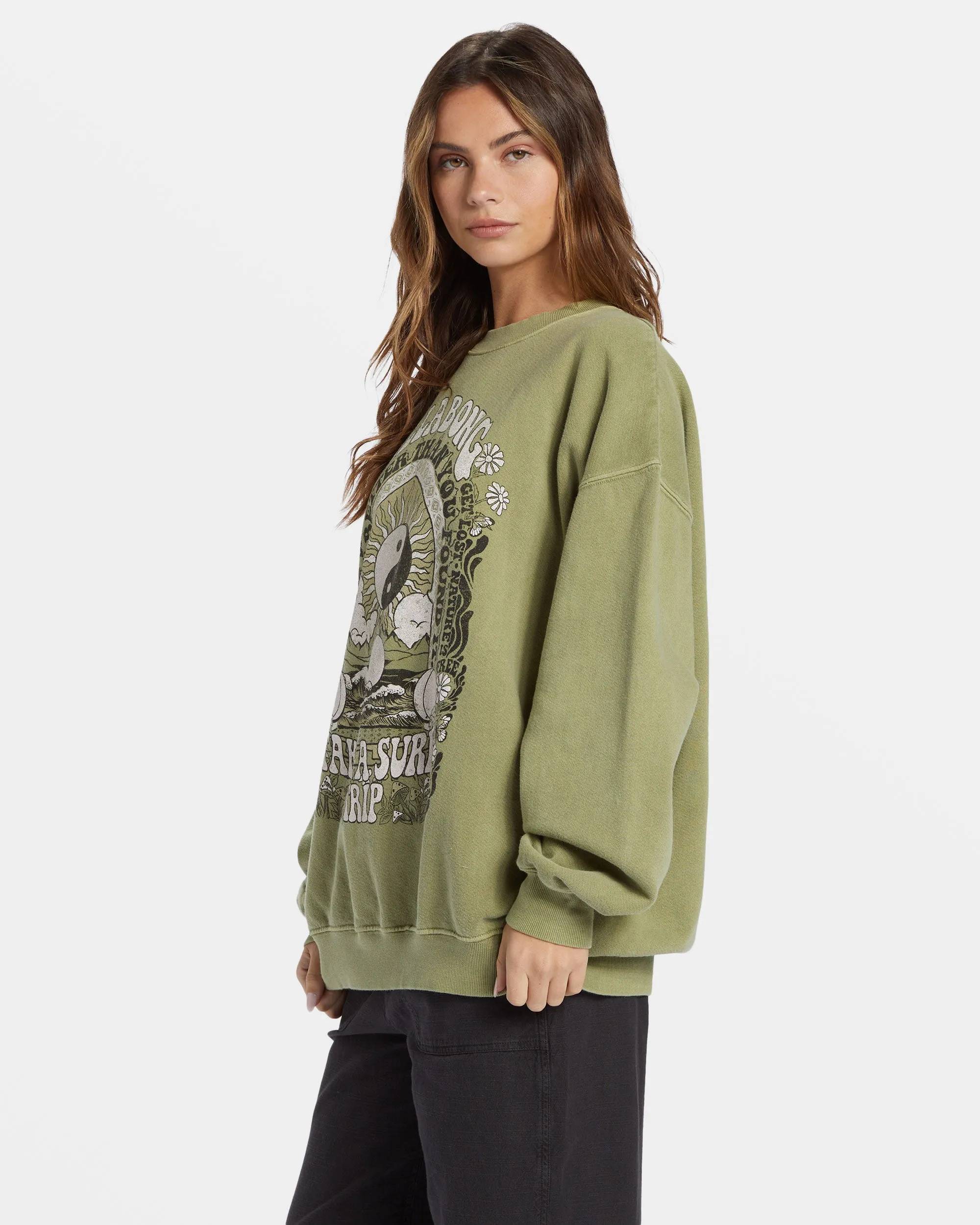 Ride In Oversized Crewneck Sweatshirt - Avocado sold by Billabong product image thumbnail 3