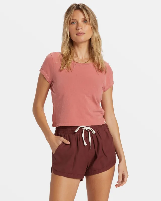 Road Trippin Elastic Waist Shorts - Choc Cherry sold by Billabong