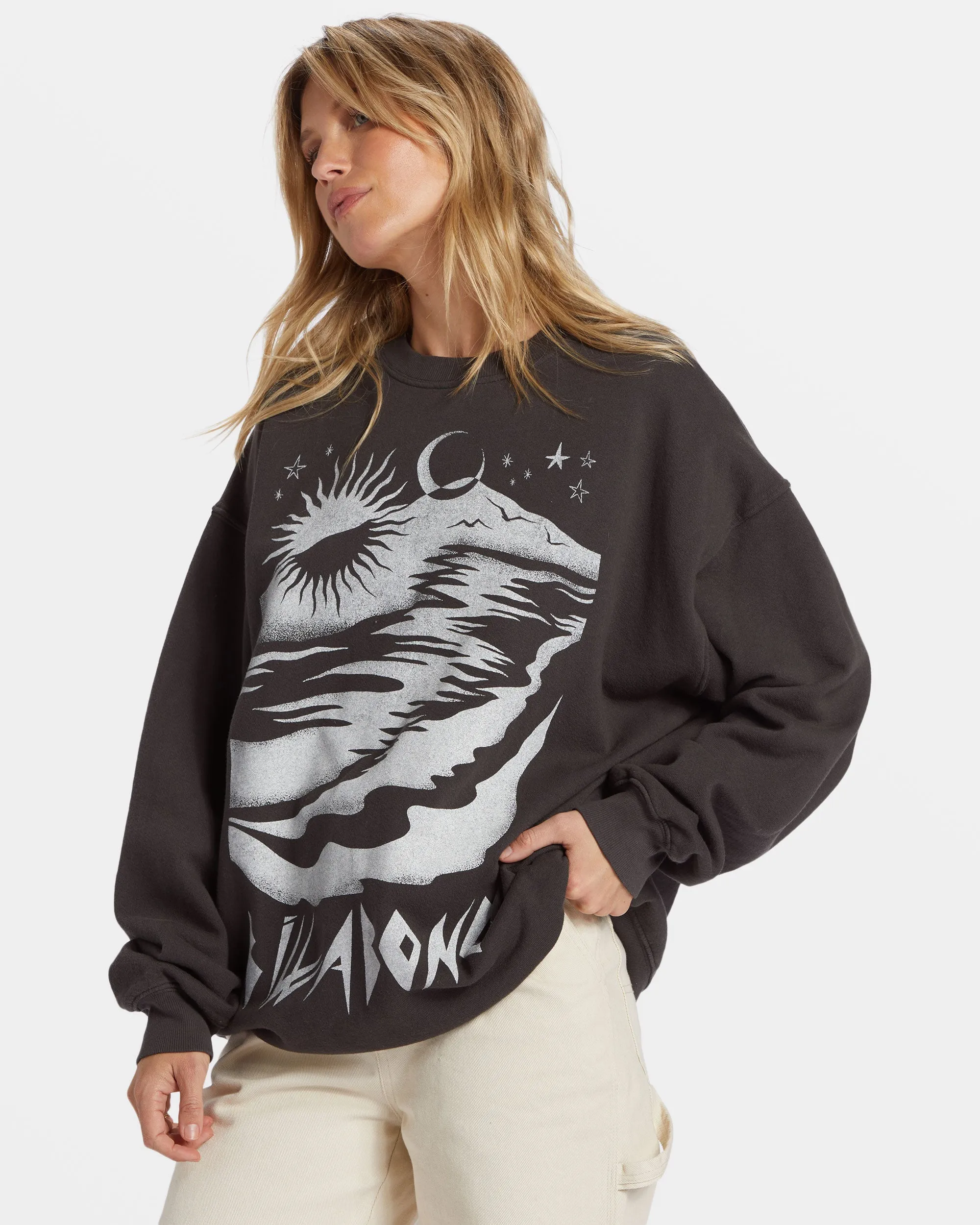 Ride In Oversized Crewneck Sweatshirt - Black Sands sold by Billabong product image thumbnail 4