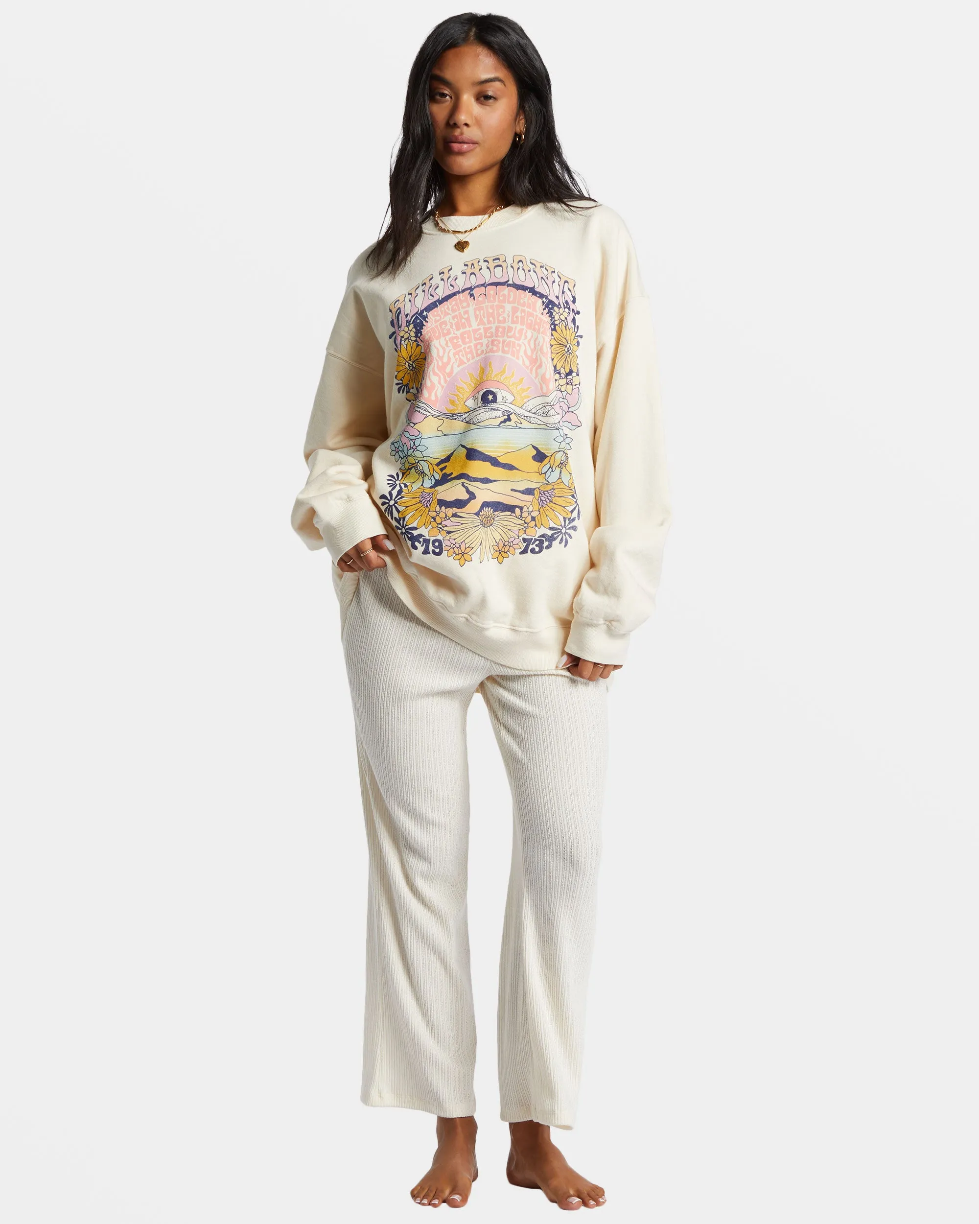 Ride In Oversized Crewneck Sweatshirt - White Cap sold by Billabong product image thumbnail 5