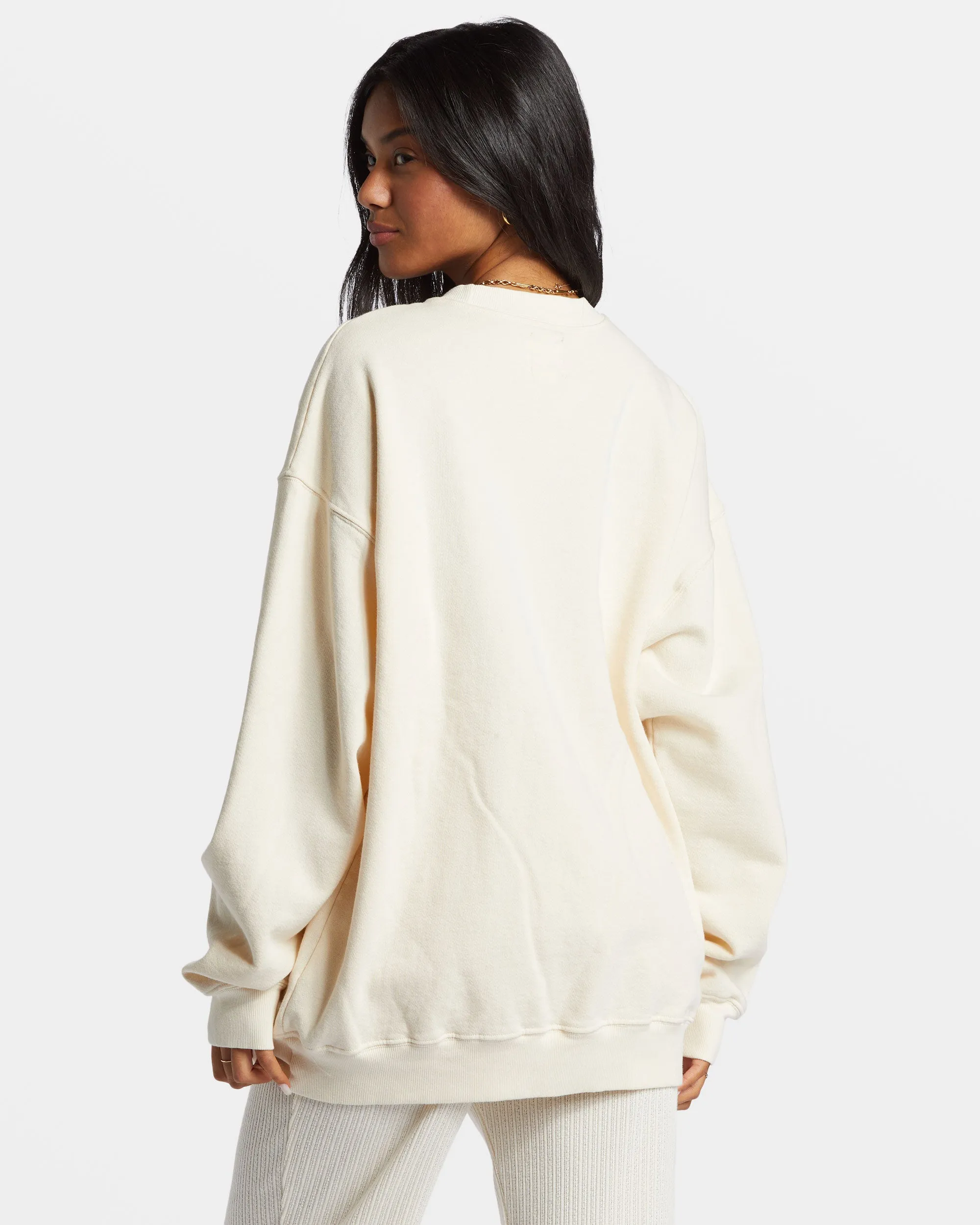 Ride In Oversized Crewneck Sweatshirt - White Cap sold by Billabong product image thumbnail 3