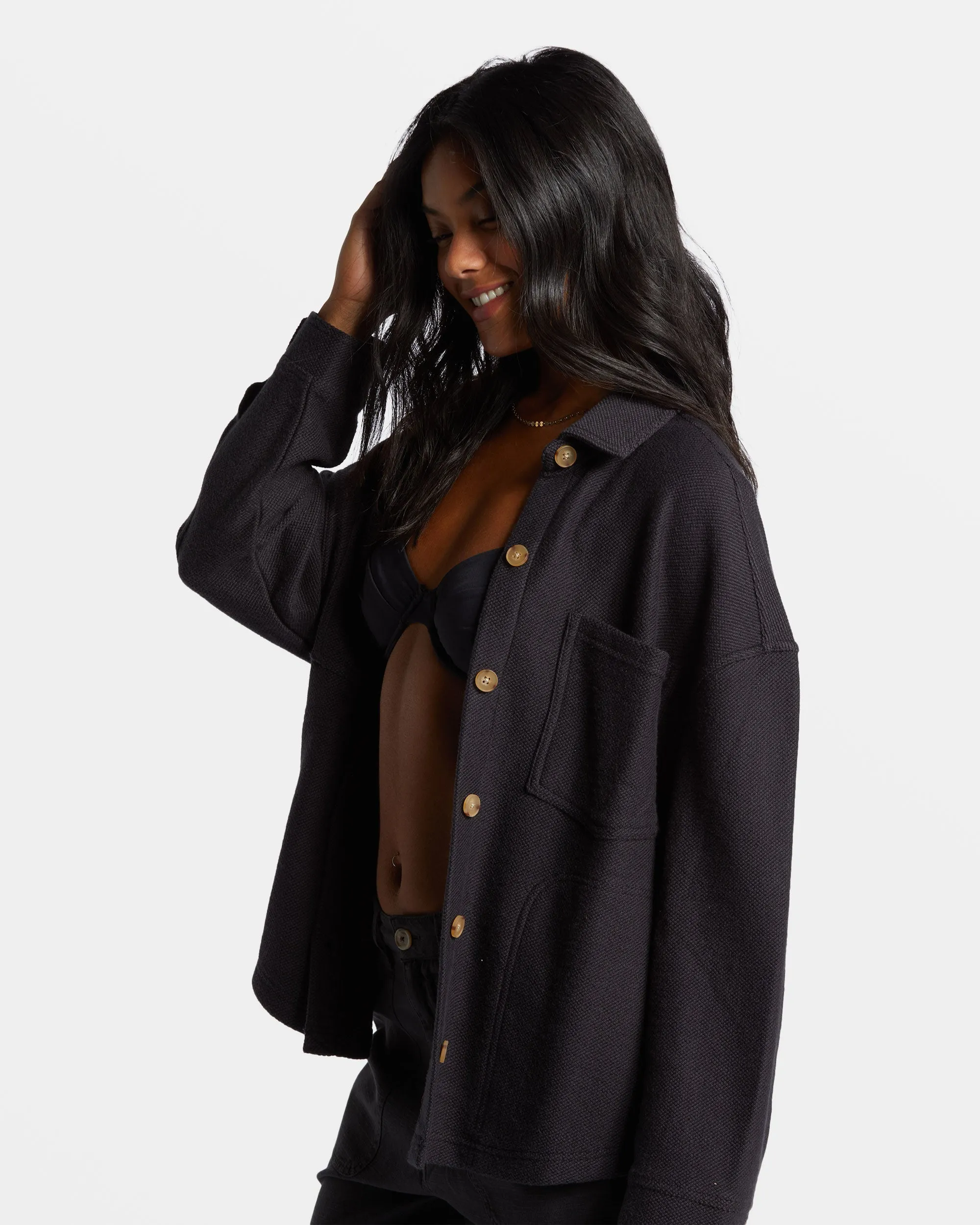 Everytime Oversized Shacket - Black Sands sold by Billabong product image thumbnail 3