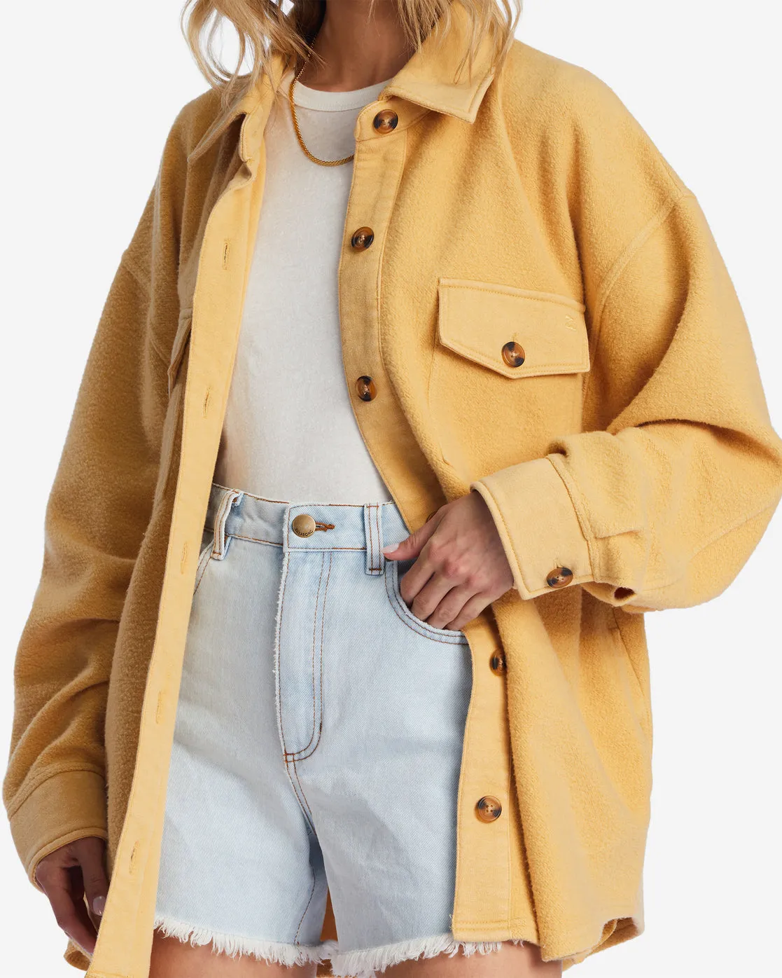 Anytime Shacket Oversized Button-Through Jacket - Gold Coast sold by Billabong product image thumbnail 5