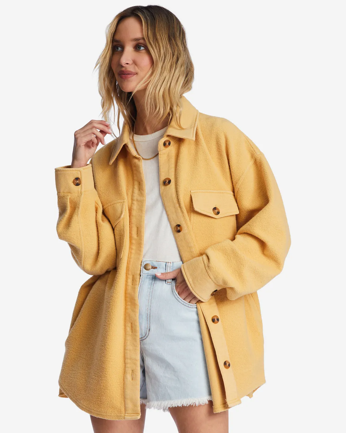 Anytime Shacket Oversized Button-Through Jacket - Gold Coast sold by Billabong product image thumbnail 2