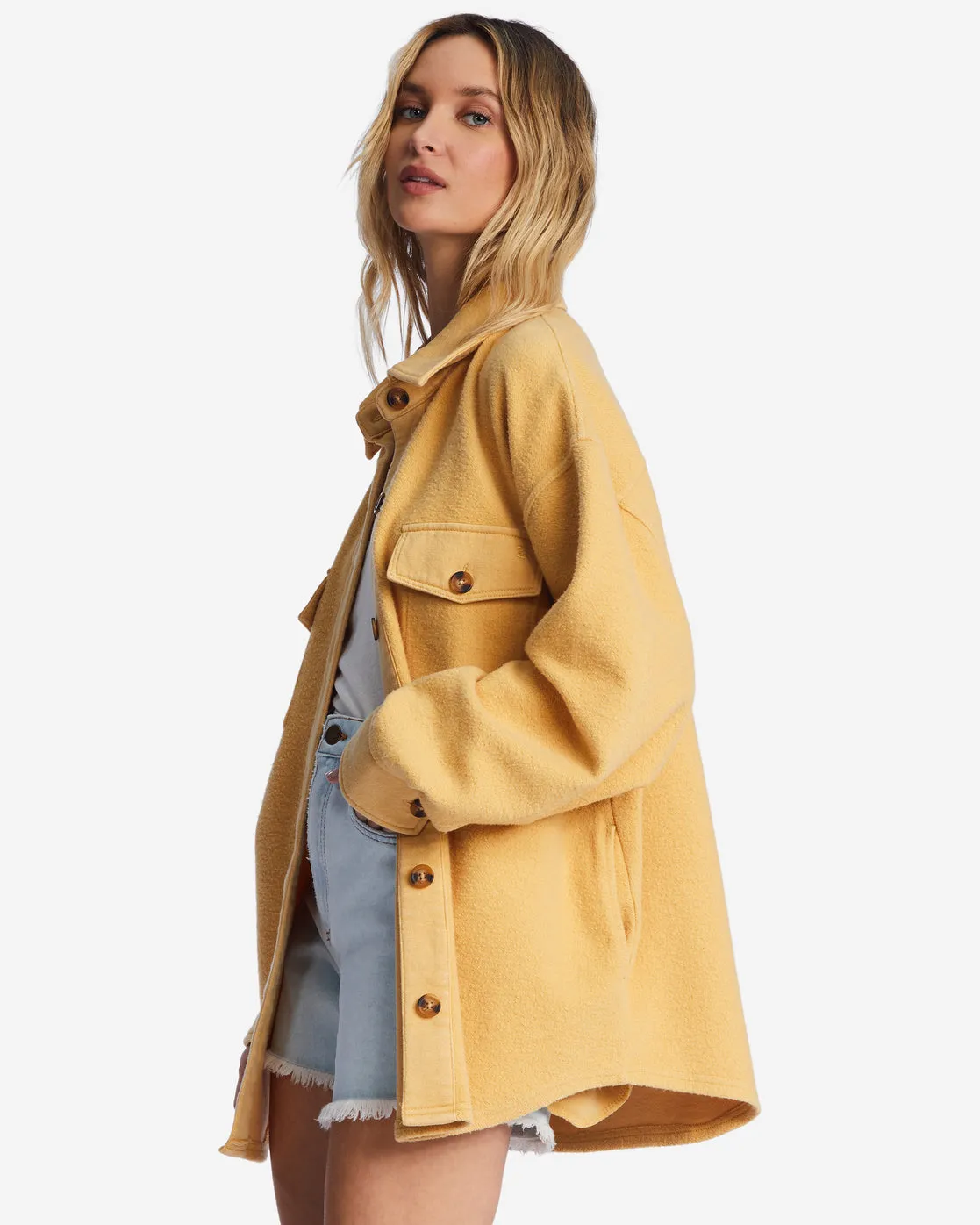 Anytime Shacket Oversized Button-Through Jacket - Gold Coast sold by Billabong product image thumbnail 3