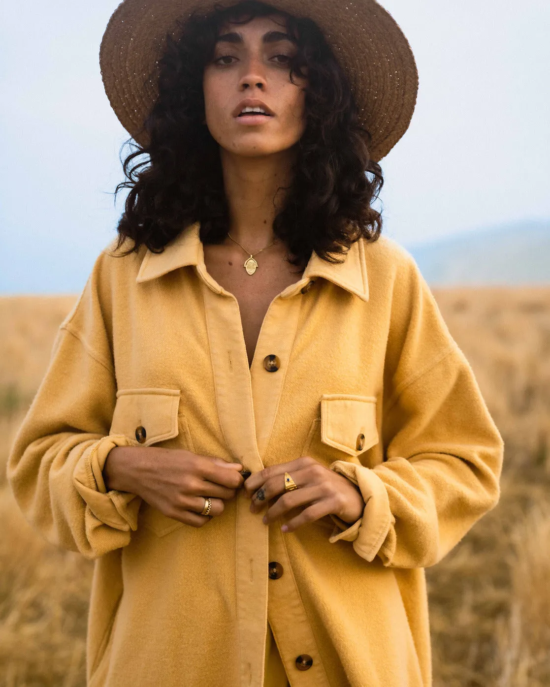 Anytime Shacket Oversized Button-Through Jacket - Gold Coast sold by Billabong