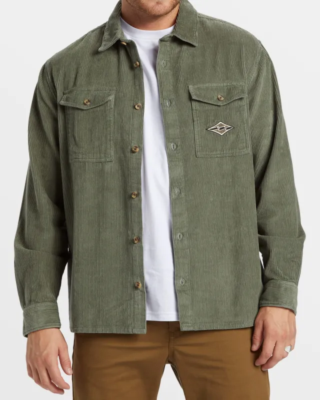 Bong Days Long Sleeve Cord Shirt - Sage made by Billabong