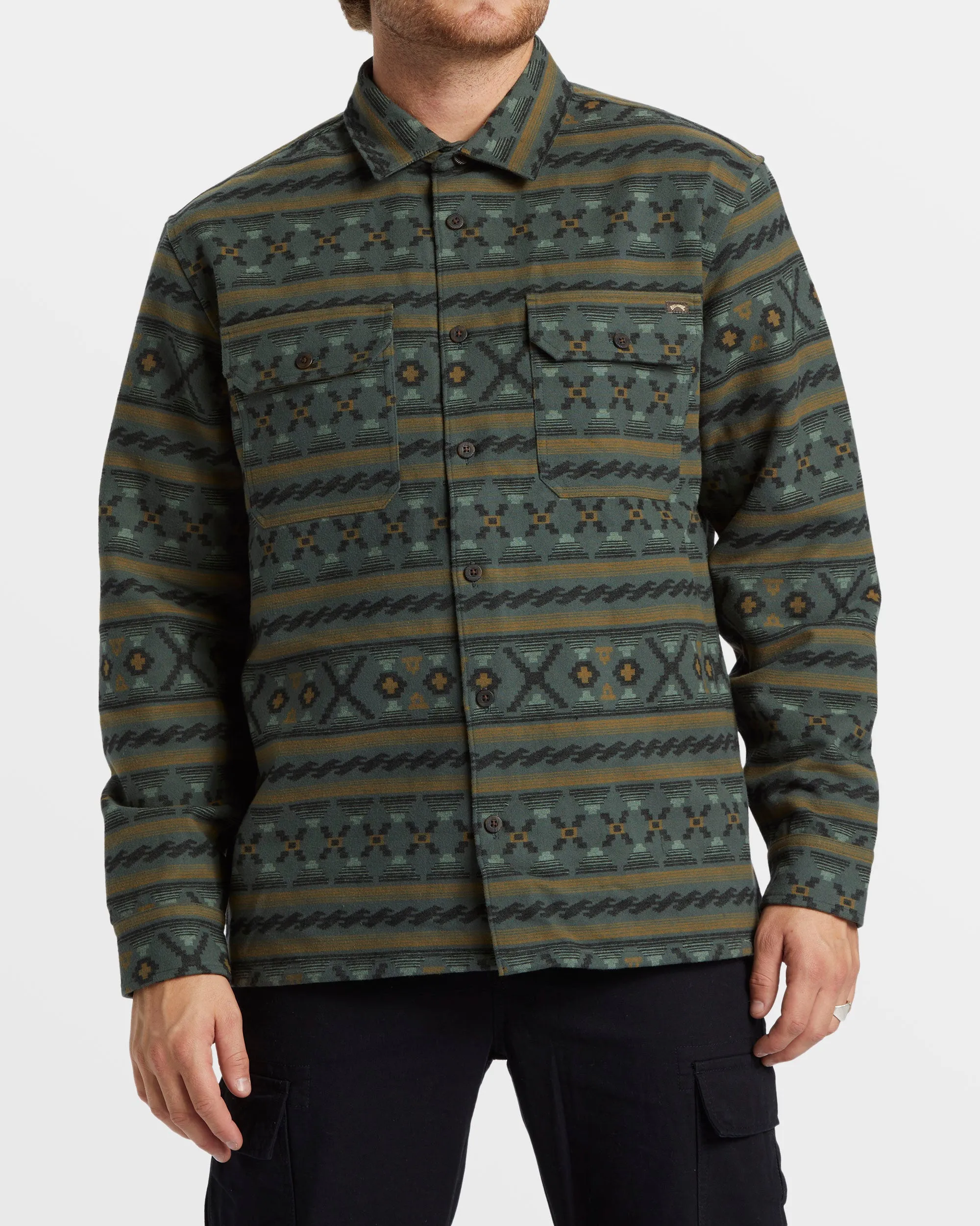 Offshore Jacquard Flannel Long Sleeve Shirt - Slate Green sold by Billabong