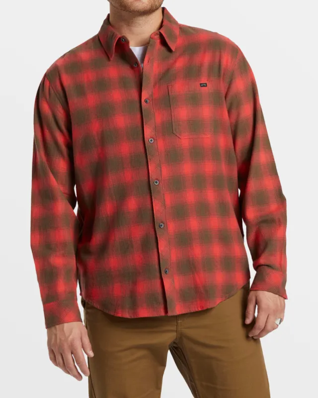 Coastline Long Sleeve Flannel Shirt - Red sold by Billabong