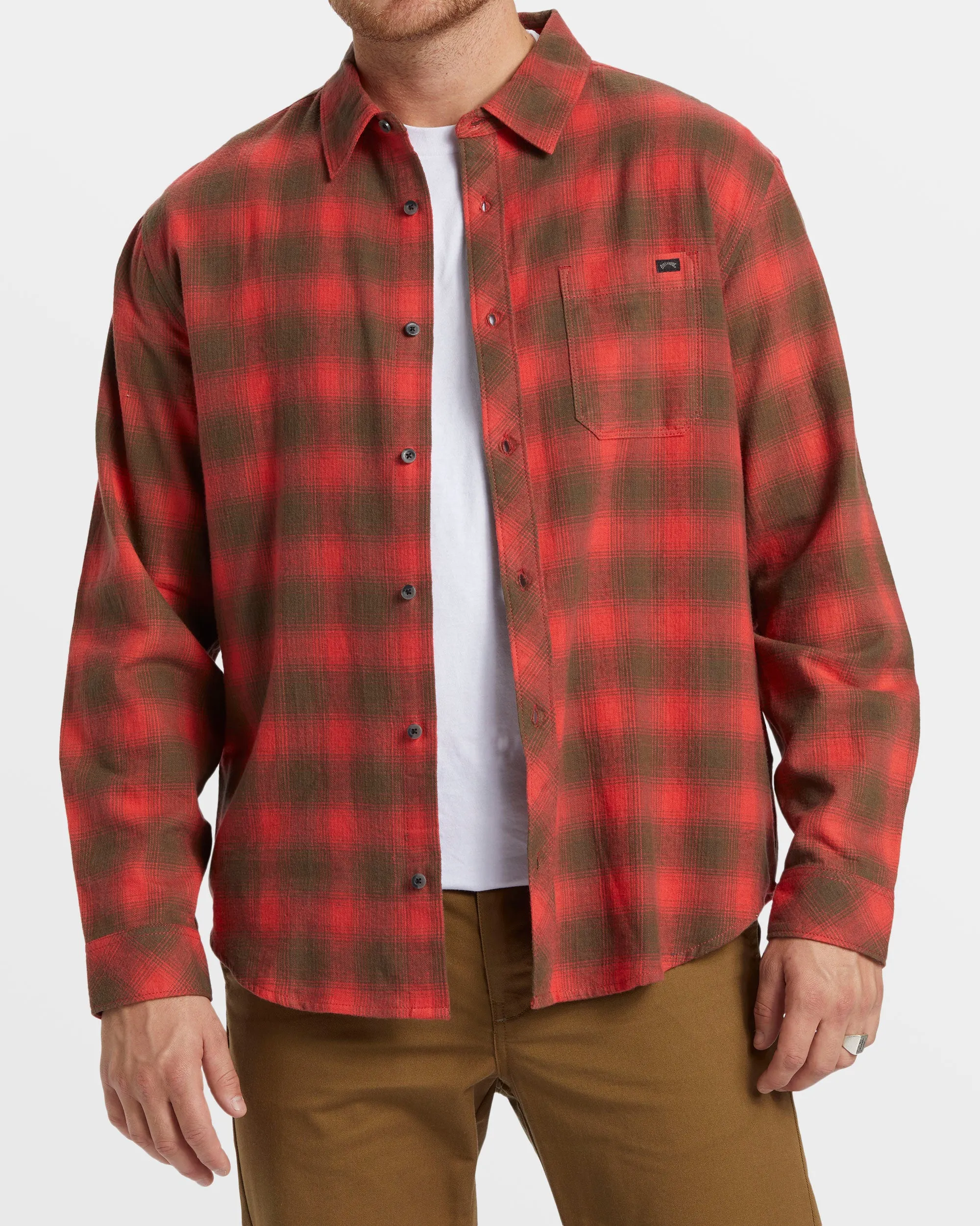 Coastline Long Sleeve Flannel Shirt - Red sold by Billabong product image thumbnail 4