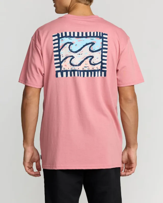 Crayon Wave T-Shirt - Dusty Pink sold by Billabong