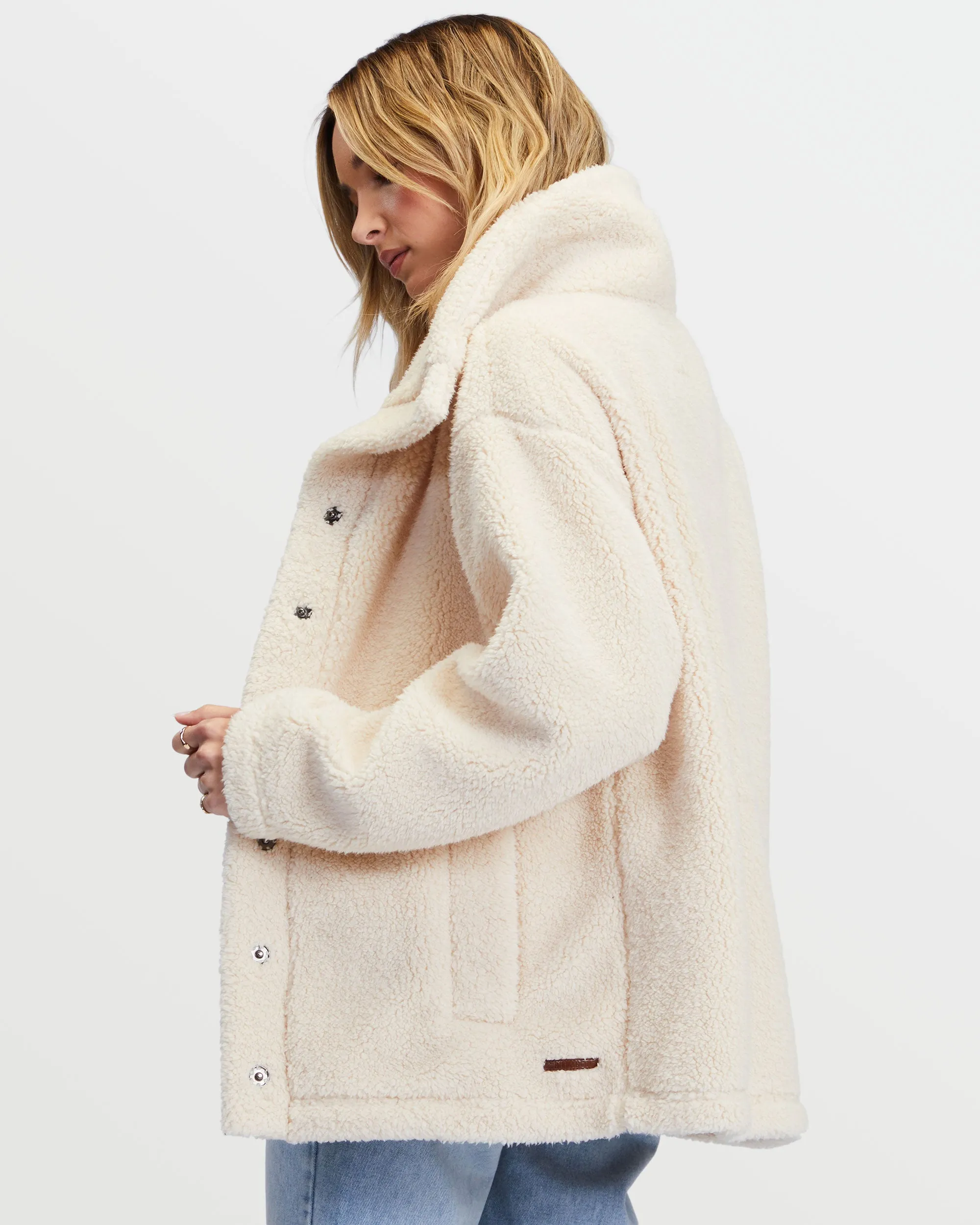 Warm N Cozy Teddy Bear Sherpa Button-Up Jacket - Antique White sold by Billabong product image thumbnail 2