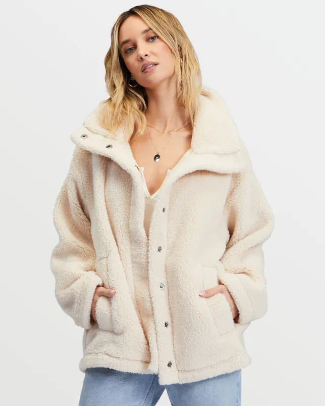 Warm N Cozy Teddy Bear Sherpa Button-Up Jacket - Antique White sold by Billabong