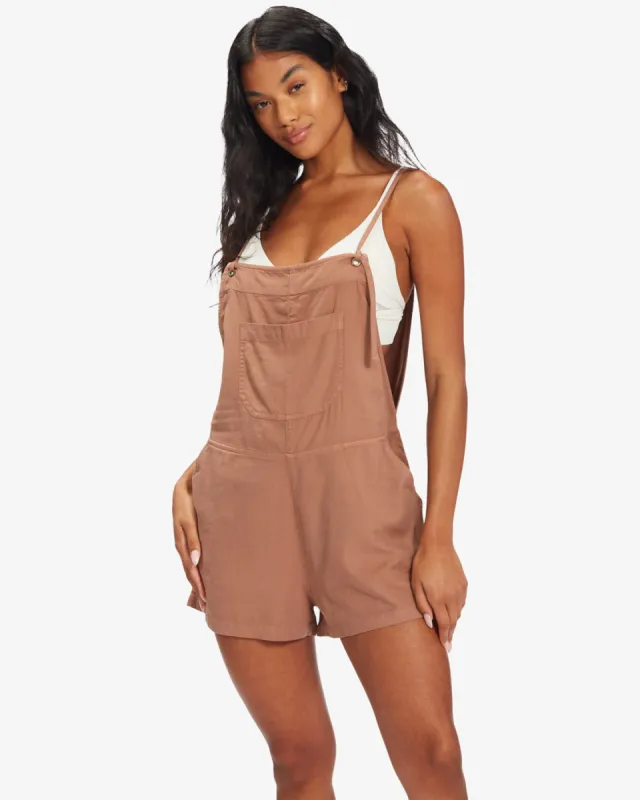 Out N About Overalls Romper - Nutmeg sold by Billabong