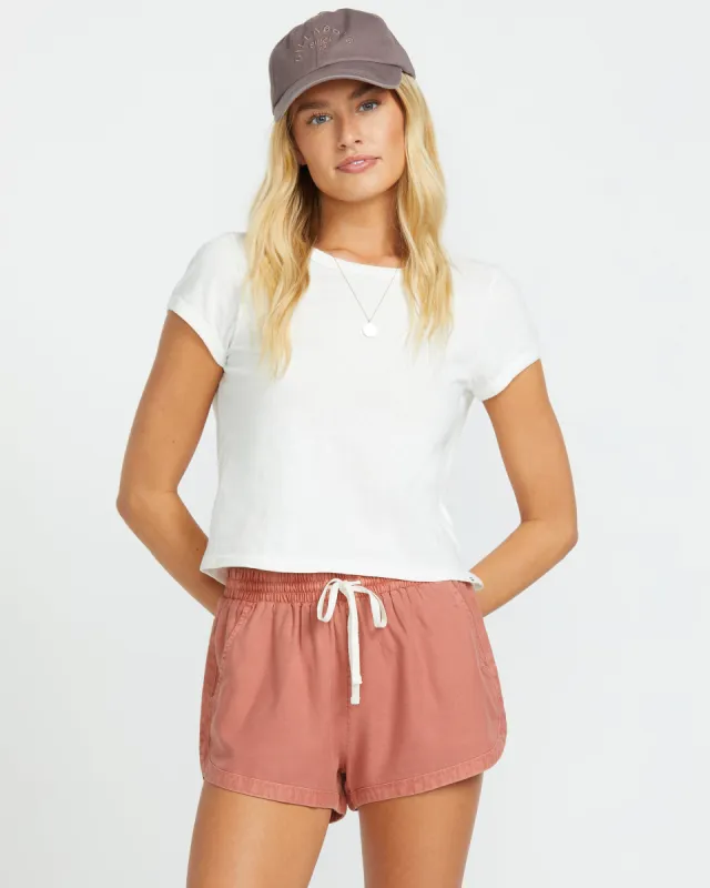 Road Trippin Elastic Waist Shorts - Dark Coral - Dark Coral sold by Billabong