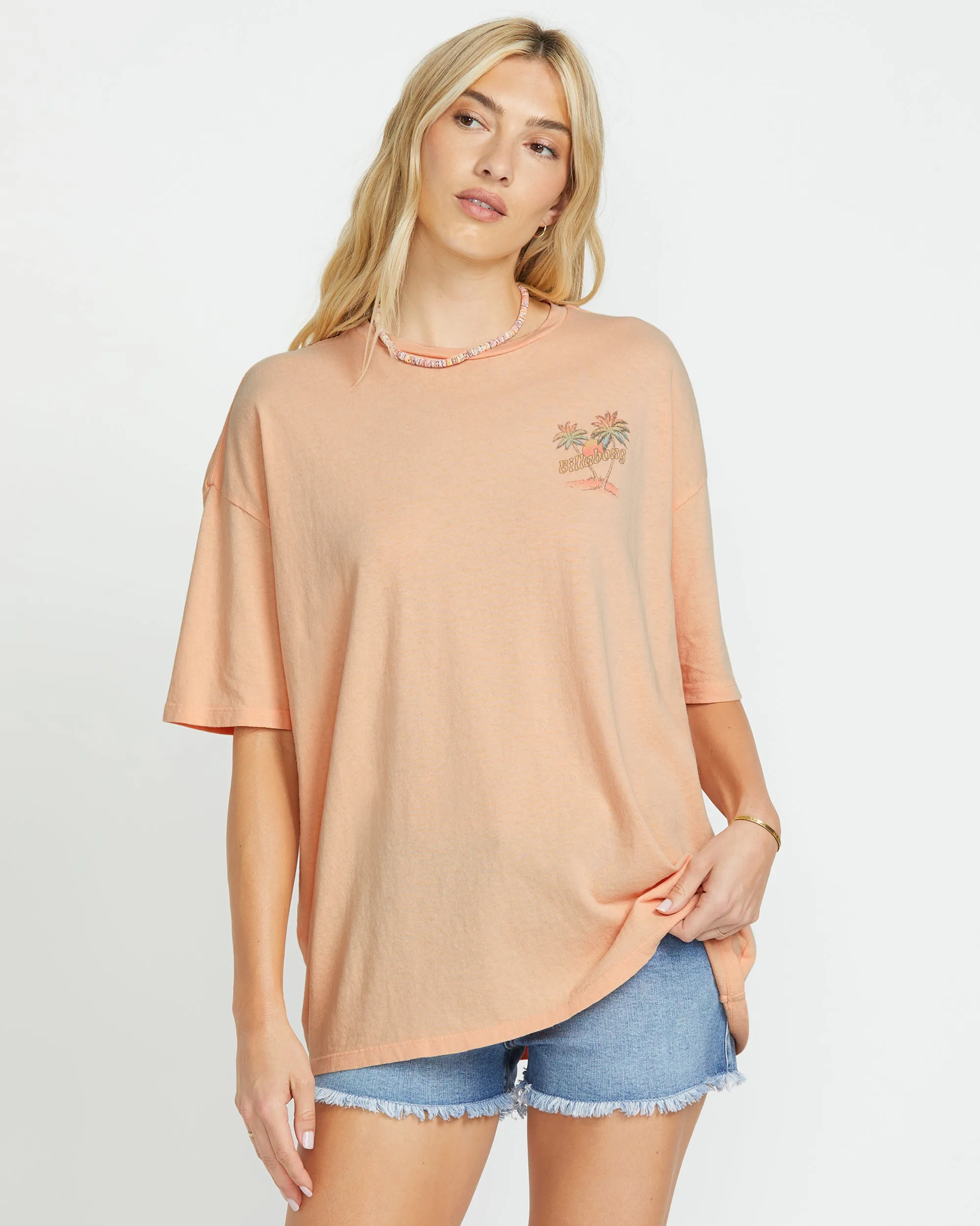 Take A Break Short Sleeve Tee - Soft Peach sold by Billabong