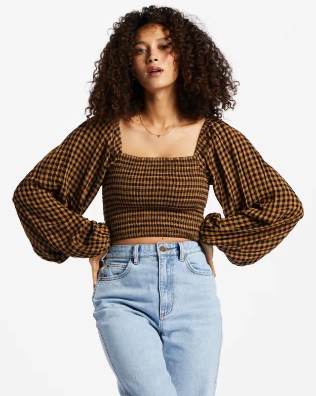 Paradise Days Top Woven Shirt - Cosmic Khaki sold by Billabong